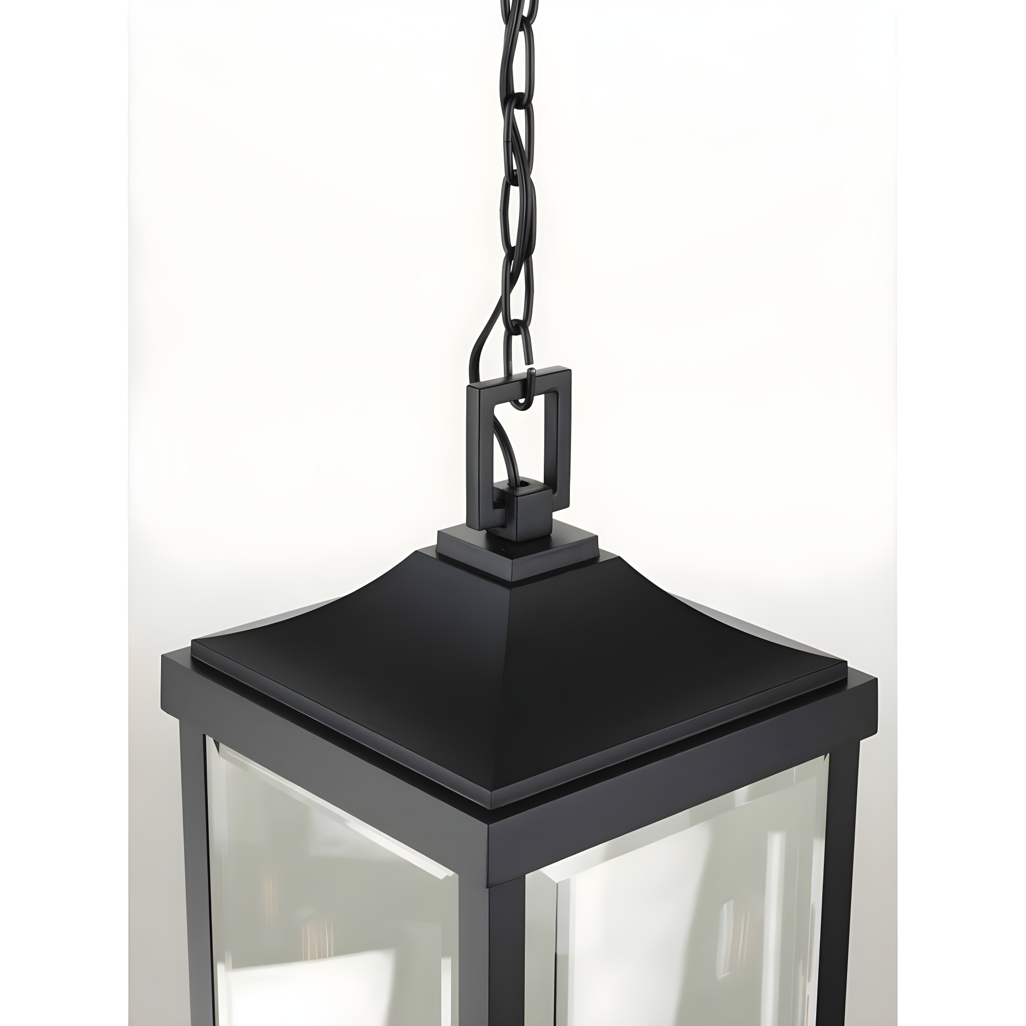 Progress Lighting Gibbes Street 3-Light Outdoor Hanging Lantern, Antique Bronze, Etched White Pillar Shade