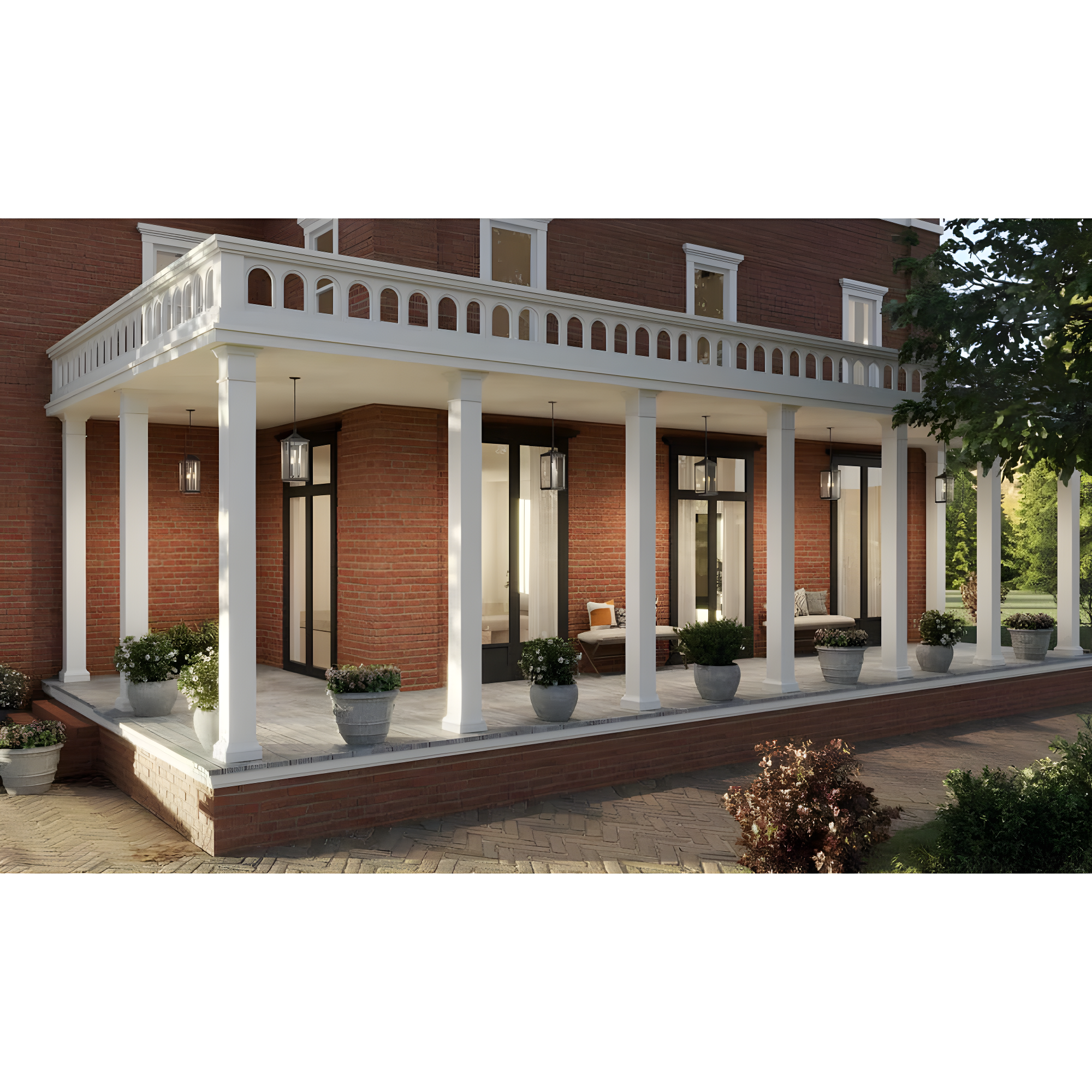 Progress Lighting Gibbes Street 3-Light Outdoor Hanging Lantern, Antique Bronze, Etched White Pillar Shade