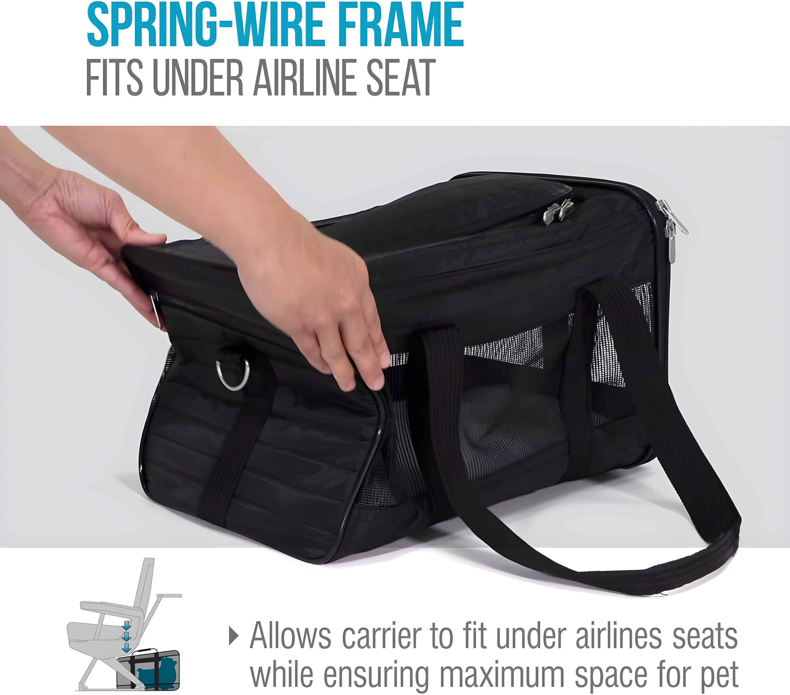 Sherpa Original Deluxe Travel Pet Carrier, Airline Approved & Guaranteed On Board - Black Lattice