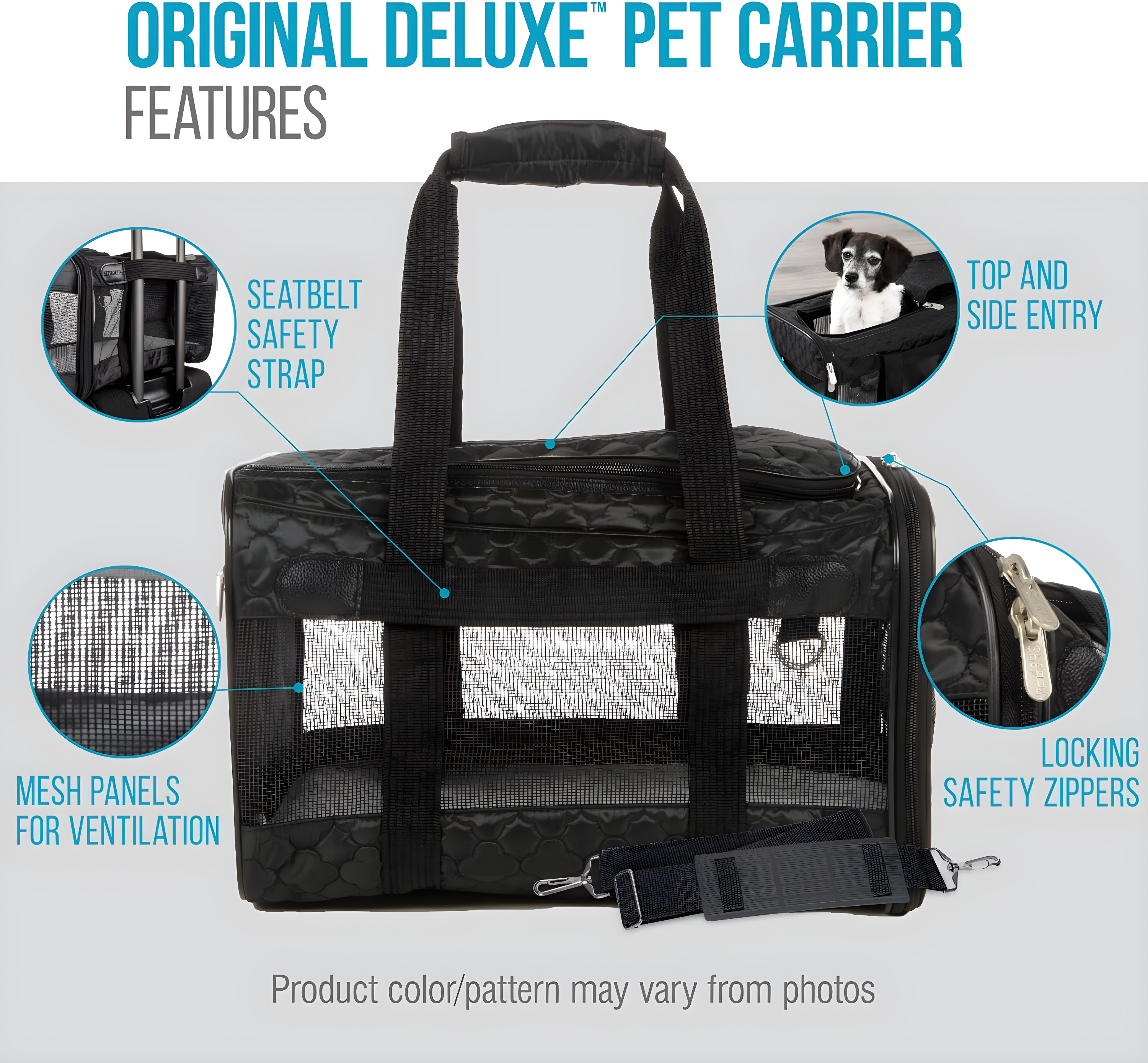 Sherpa Original Deluxe Travel Pet Carrier, Airline Approved & Guaranteed On Board - Black Lattice