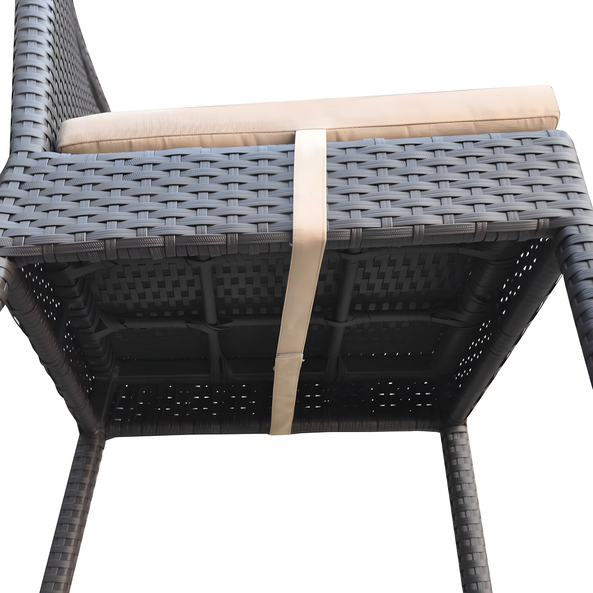 Armen Living Tropez Outdoor Patio Wicker Barstool with Water Resistant Beige Fabric Cushions