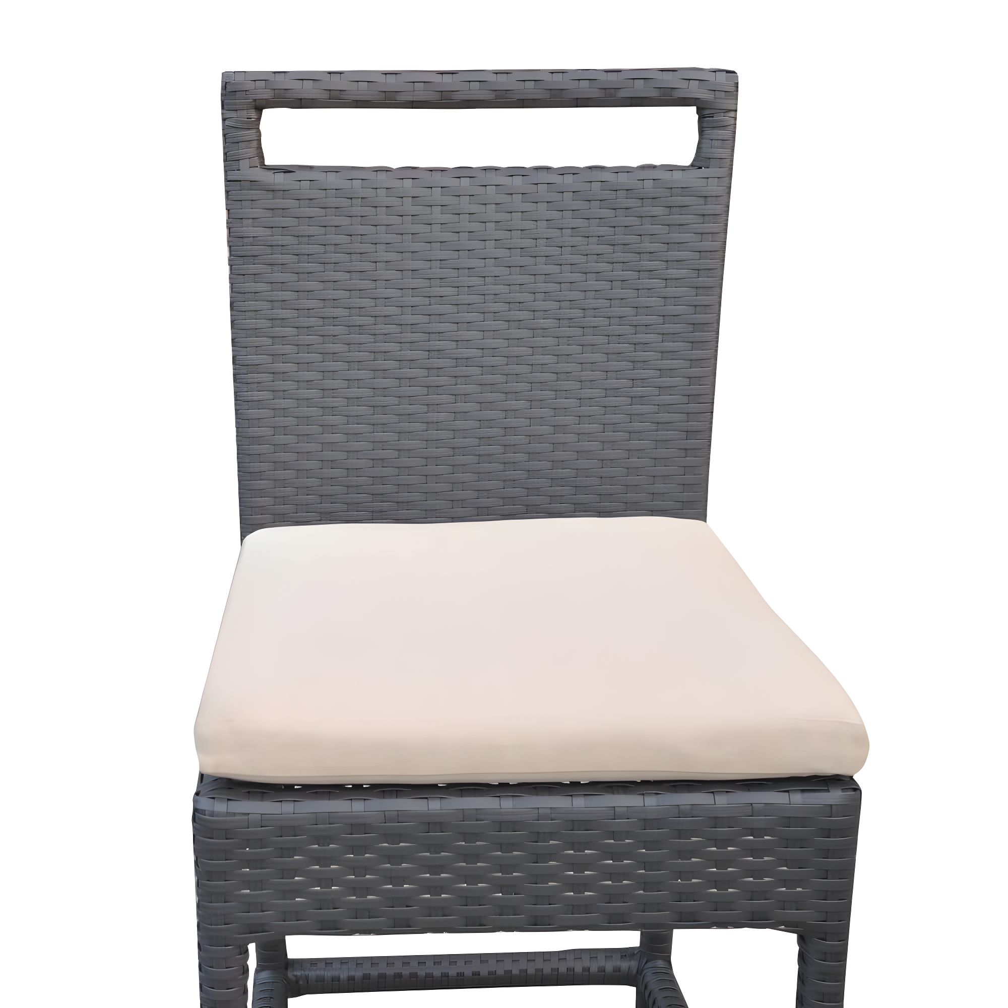 Armen Living Tropez Outdoor Patio Wicker Barstool with Water Resistant Beige Fabric Cushions