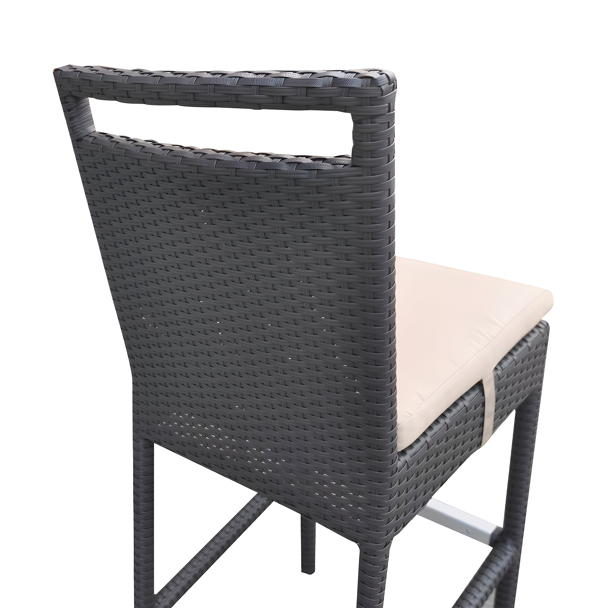 Armen Living Tropez Outdoor Patio Wicker Barstool with Water Resistant Beige Fabric Cushions
