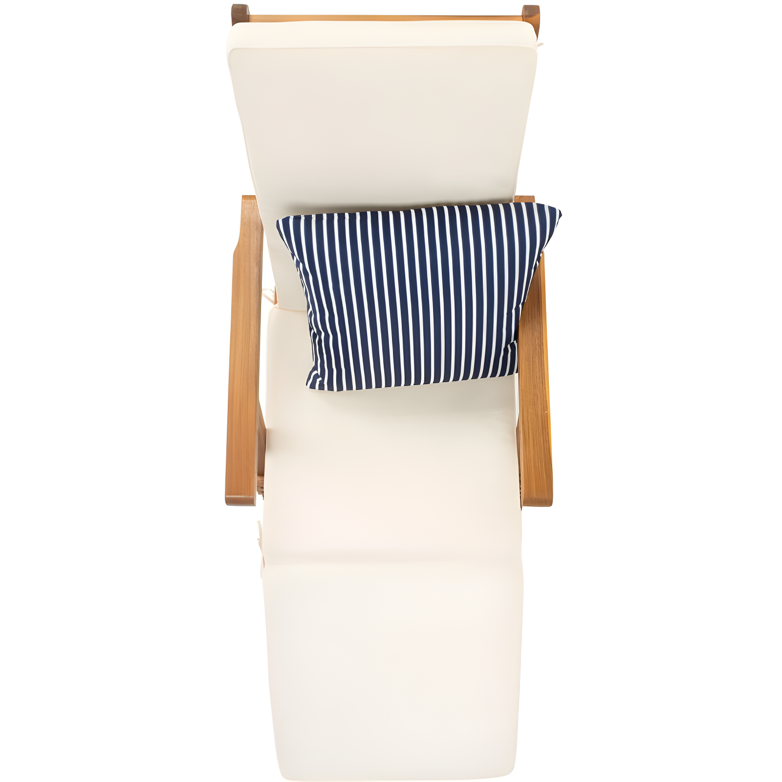 Palmdale Lounge Chair - Outdoor - PAT7015 - Natural/Beige + Blue Stripped Pillow -Safavieh