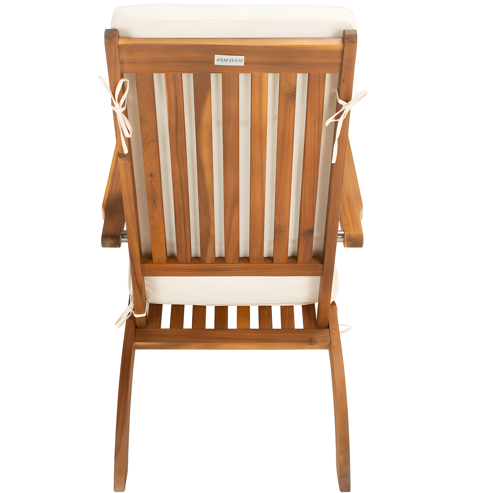 Palmdale Lounge Chair - Outdoor - PAT7015 - Natural/Beige + Blue Stripped Pillow -Safavieh