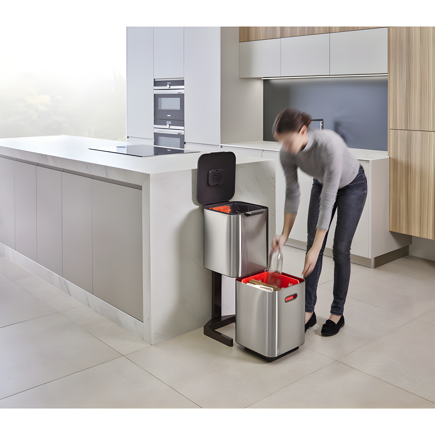 Joseph Joseph Totem Waste & Recycling Dual Kitchen Trash Can