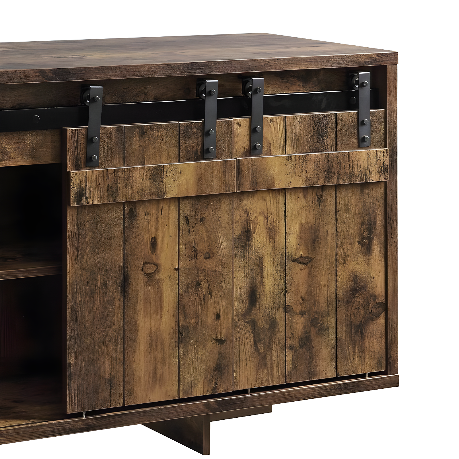 Acme Furniture 60" Bellarosa TV Stand for TVs up to 60" Rustic Oak: Wood Frame, Fixed Shelves, Assembly Required