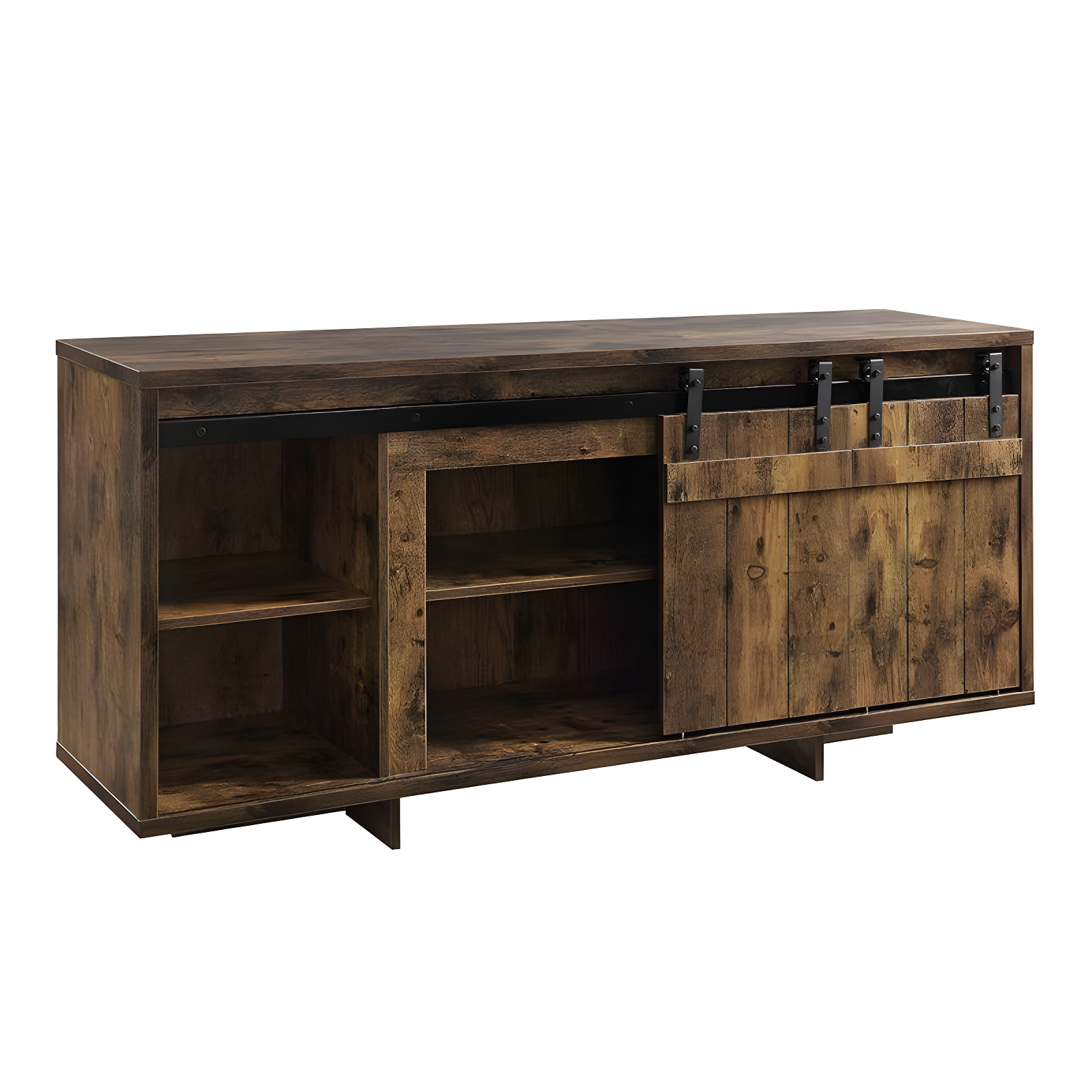 Acme Furniture 60" Bellarosa TV Stand for TVs up to 60" Rustic Oak: Wood Frame, Fixed Shelves, Assembly Required