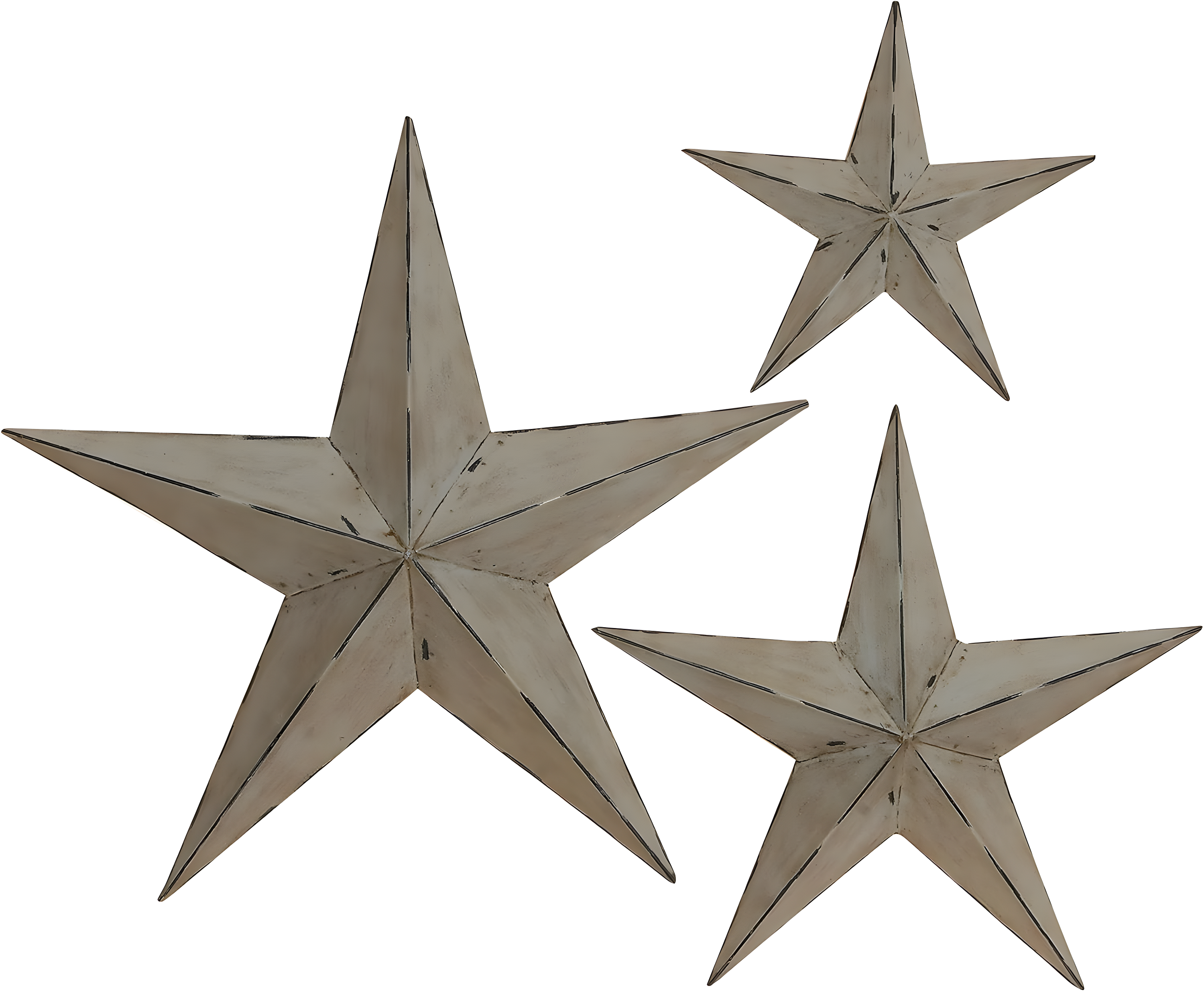 Olivia & May Set of 3 Metal Stars Indoor Outdoor Wall Decors Light Brown : Iron Frame, Farmhouse Style, Vertical Orientation
