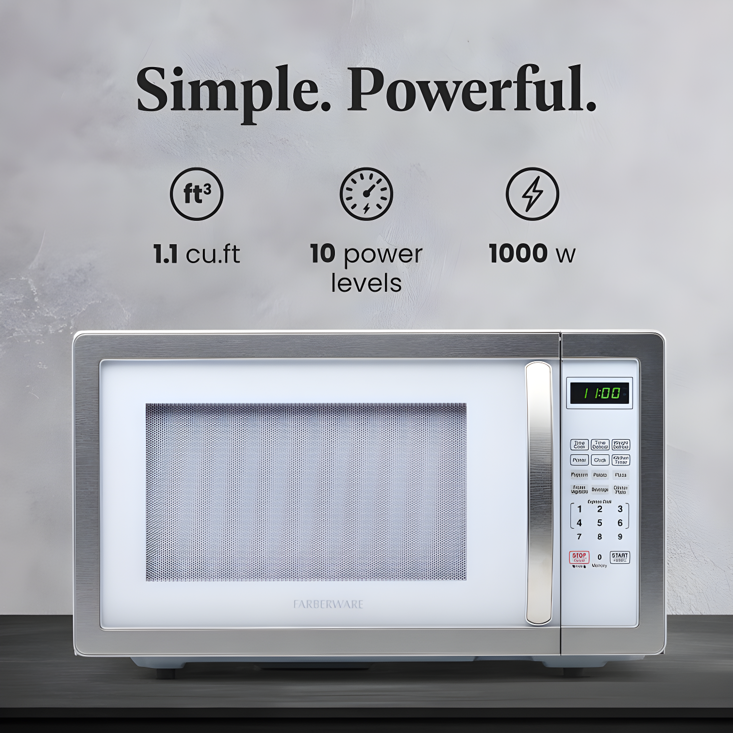 Farberware Farberware Classic Countertop Microwave Oven, 1.1 Cubic Feet cu. ft., 1000 watts, with Child Lock