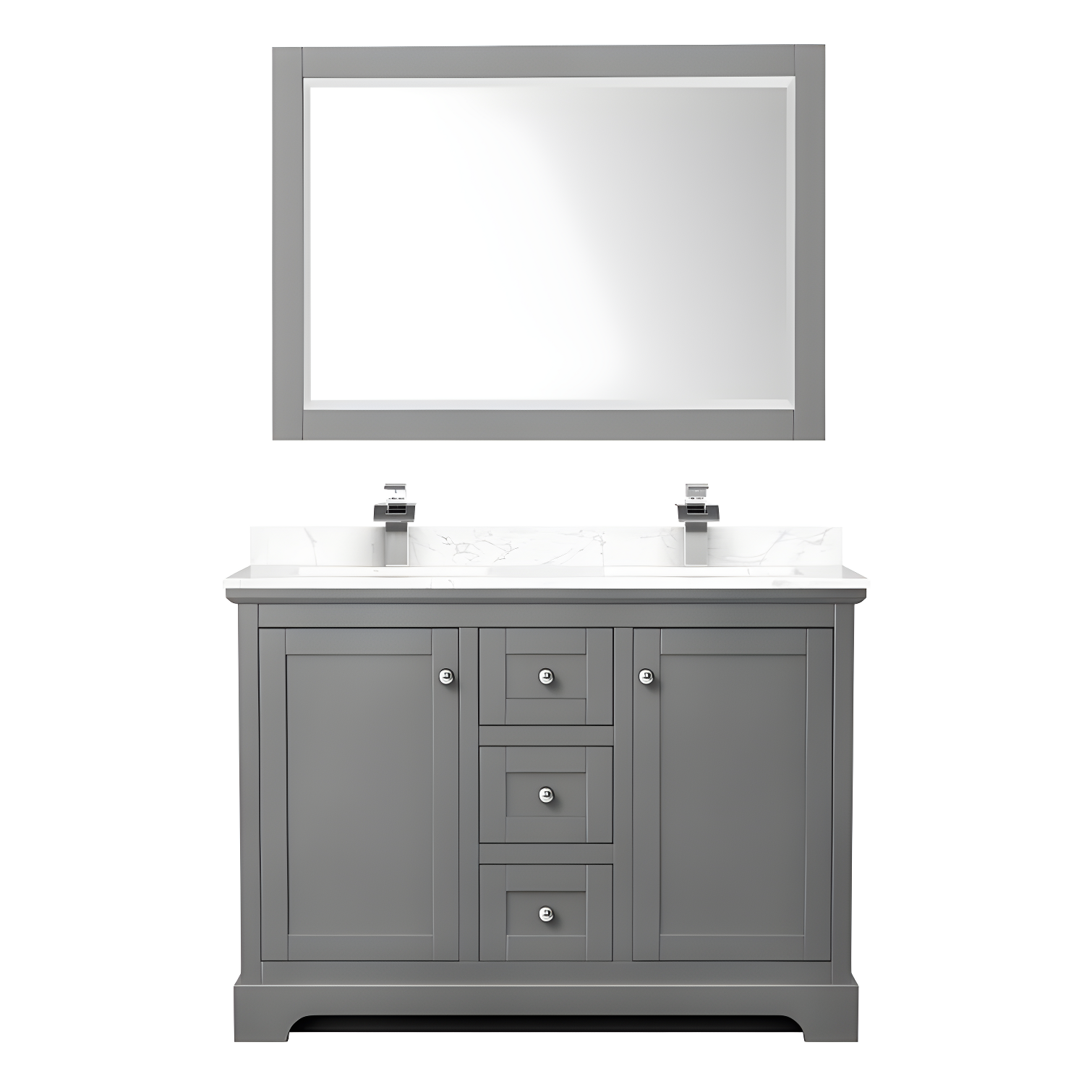 Wyndham Collection Avery 48'' Double Bathroom Vanity with Marble Top with Mirror