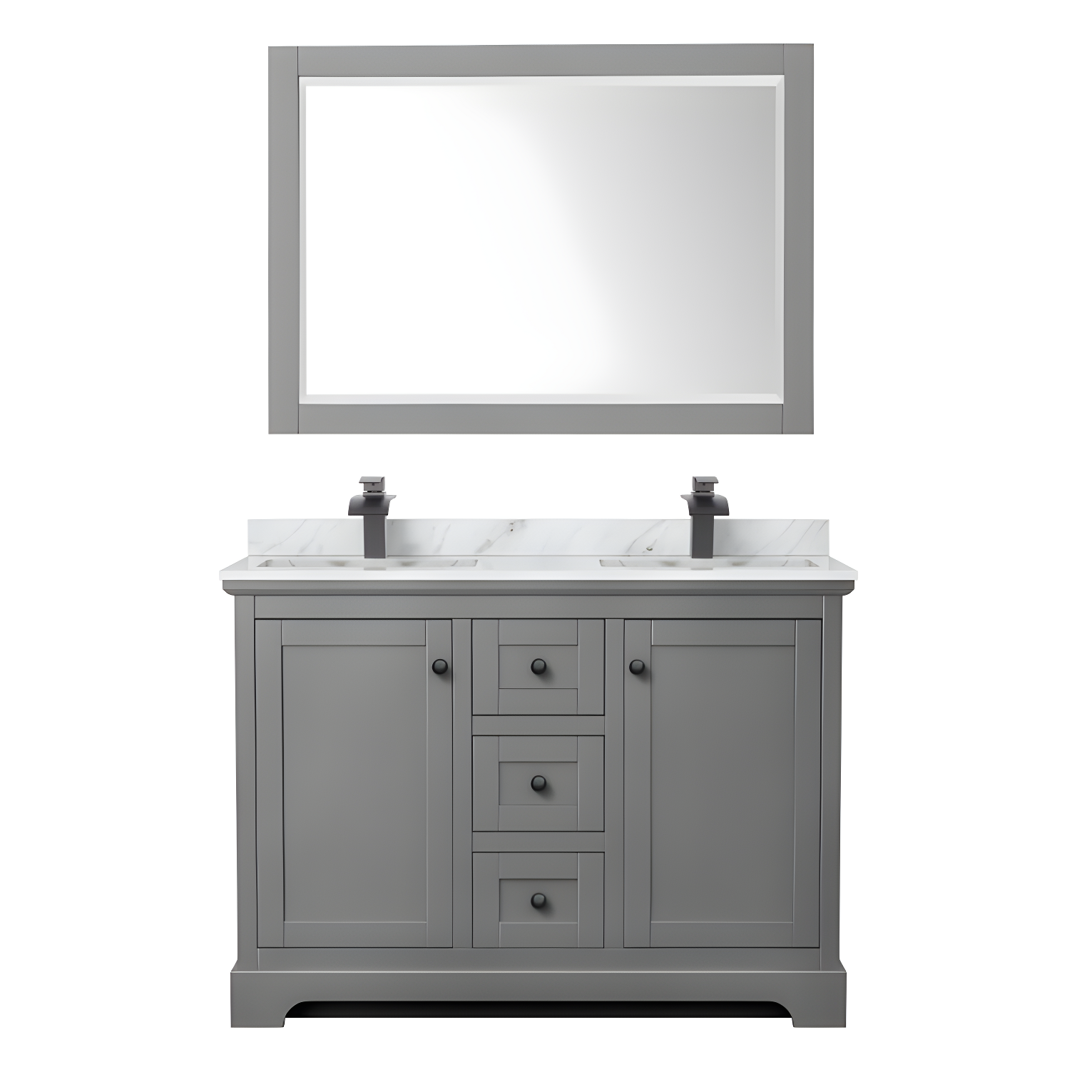 Wyndham Collection Avery 48'' Double Bathroom Vanity with Marble Top with Mirror