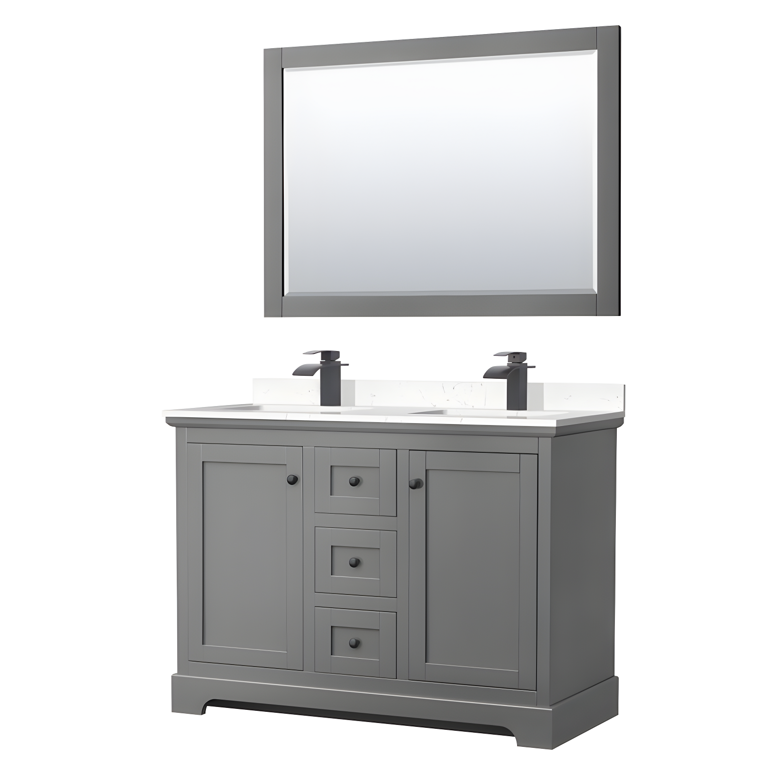 Wyndham Collection Avery 48'' Double Bathroom Vanity with Marble Top with Mirror