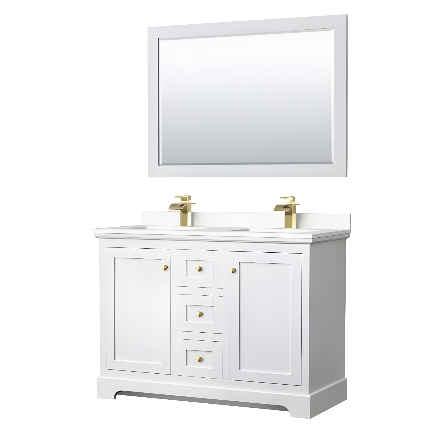 Wyndham Collection Avery 48'' Double Bathroom Vanity with Marble Top with Mirror