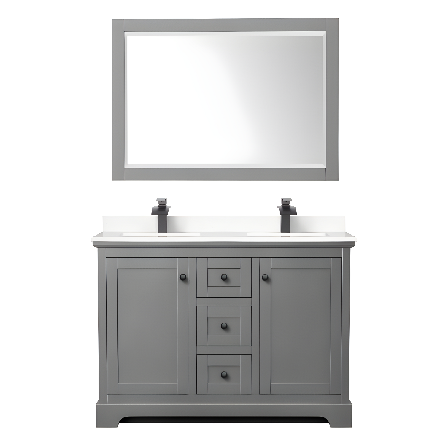 Wyndham Collection Avery 48'' Double Bathroom Vanity with Marble Top with Mirror