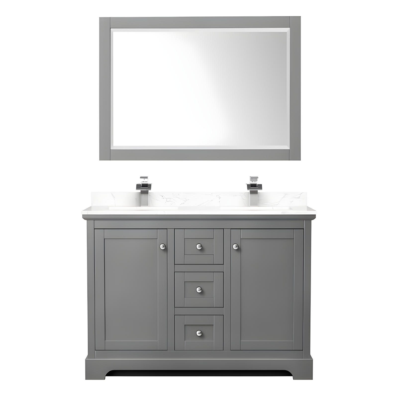 Wyndham Collection Avery 48'' Double Bathroom Vanity with Marble Top with Mirror
