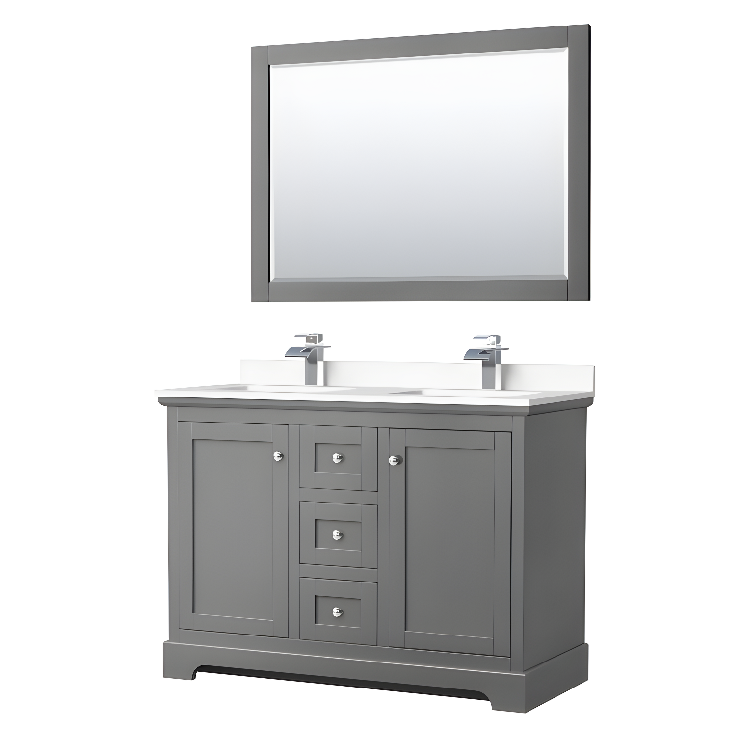 Wyndham Collection Avery 48'' Double Bathroom Vanity with Marble Top with Mirror