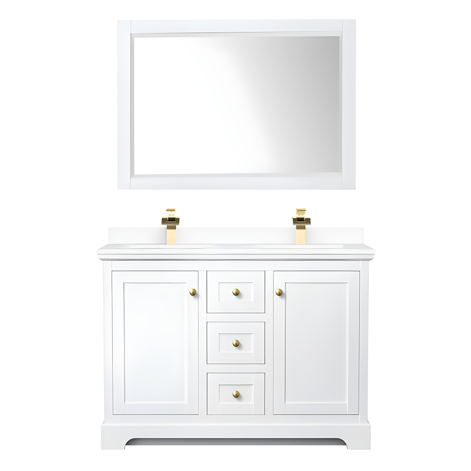 Wyndham Collection Avery 48'' Double Bathroom Vanity with Marble Top with Mirror