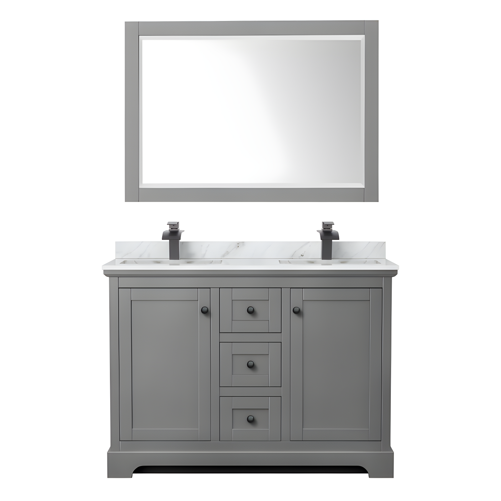 Wyndham Collection Avery 48'' Double Bathroom Vanity with Marble Top with Mirror