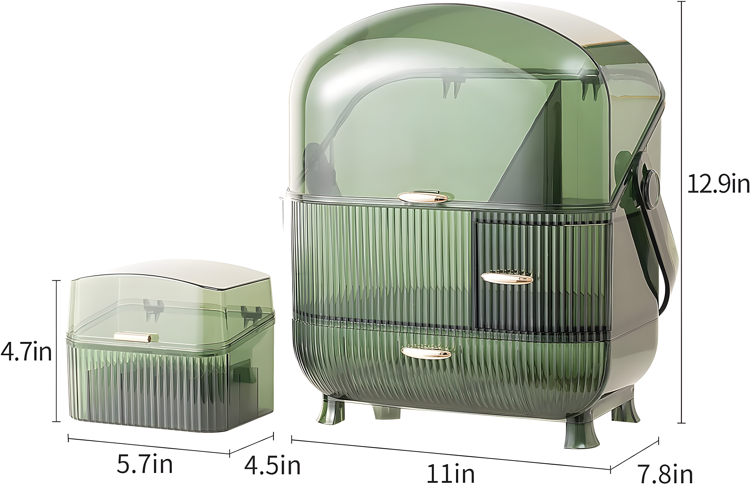 Make up Organizers and Storage, Makeup Organizer for Vanity, Cosmetics Skincare Organizers with Lid and Drawers, Cosmetic Display Cases for Countertop, Bathroom, Ideal Gifts for Women(Light Green)