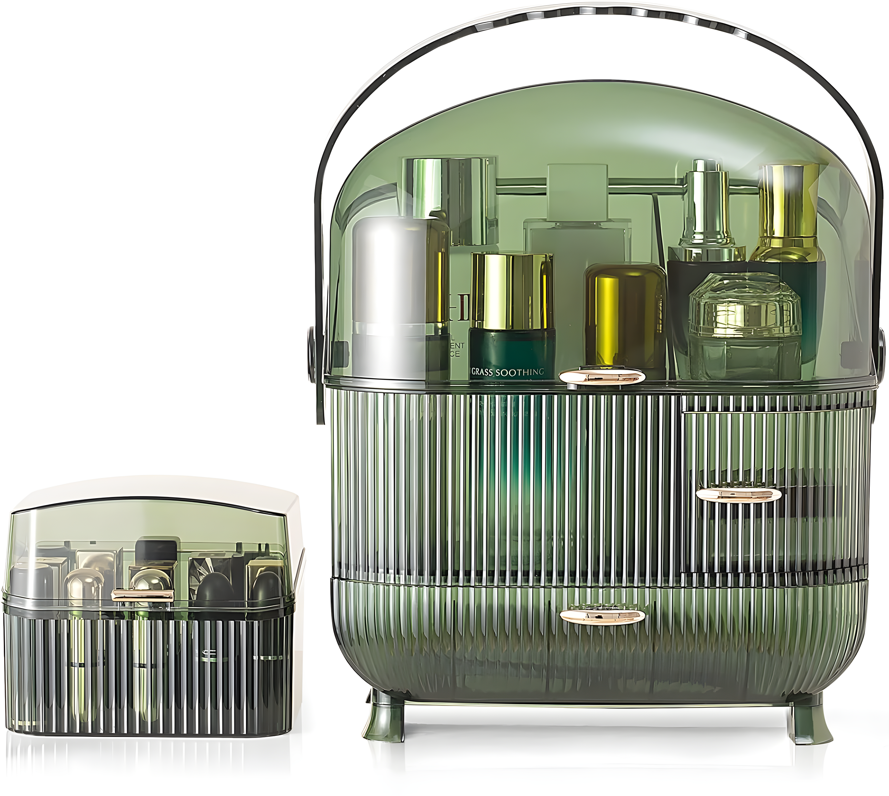 Make up Organizers and Storage, Makeup Organizer for Vanity, Cosmetics Skincare Organizers with Lid and Drawers, Cosmetic Display Cases for Countertop, Bathroom, Ideal Gifts for Women(Light Green)