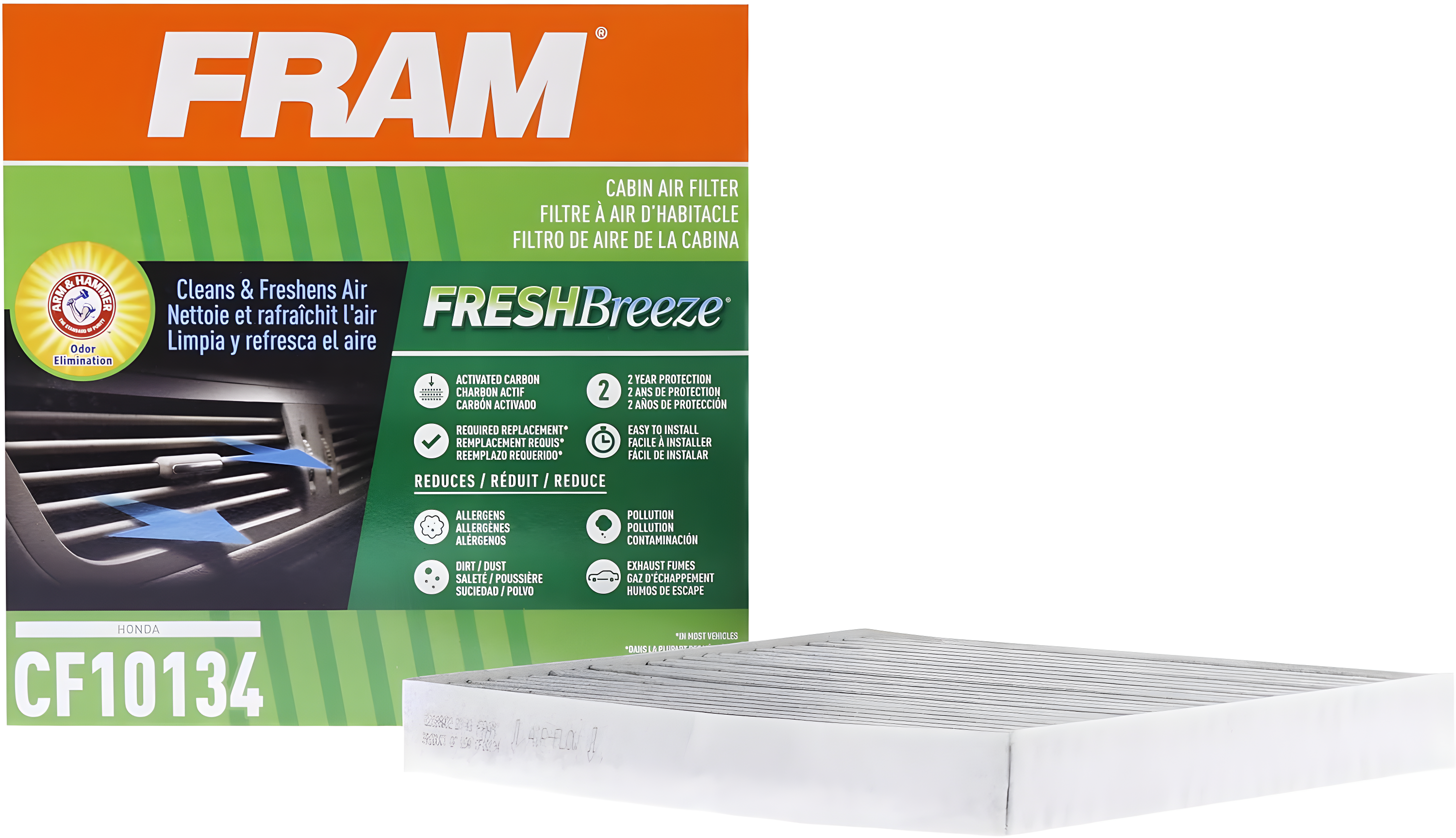 FRAM Fresh Breeze Cabin Air Filter, CF10134 Fits select: 2007-2016 HONDA CR-V, 2006-2015 HONDA CIVIC