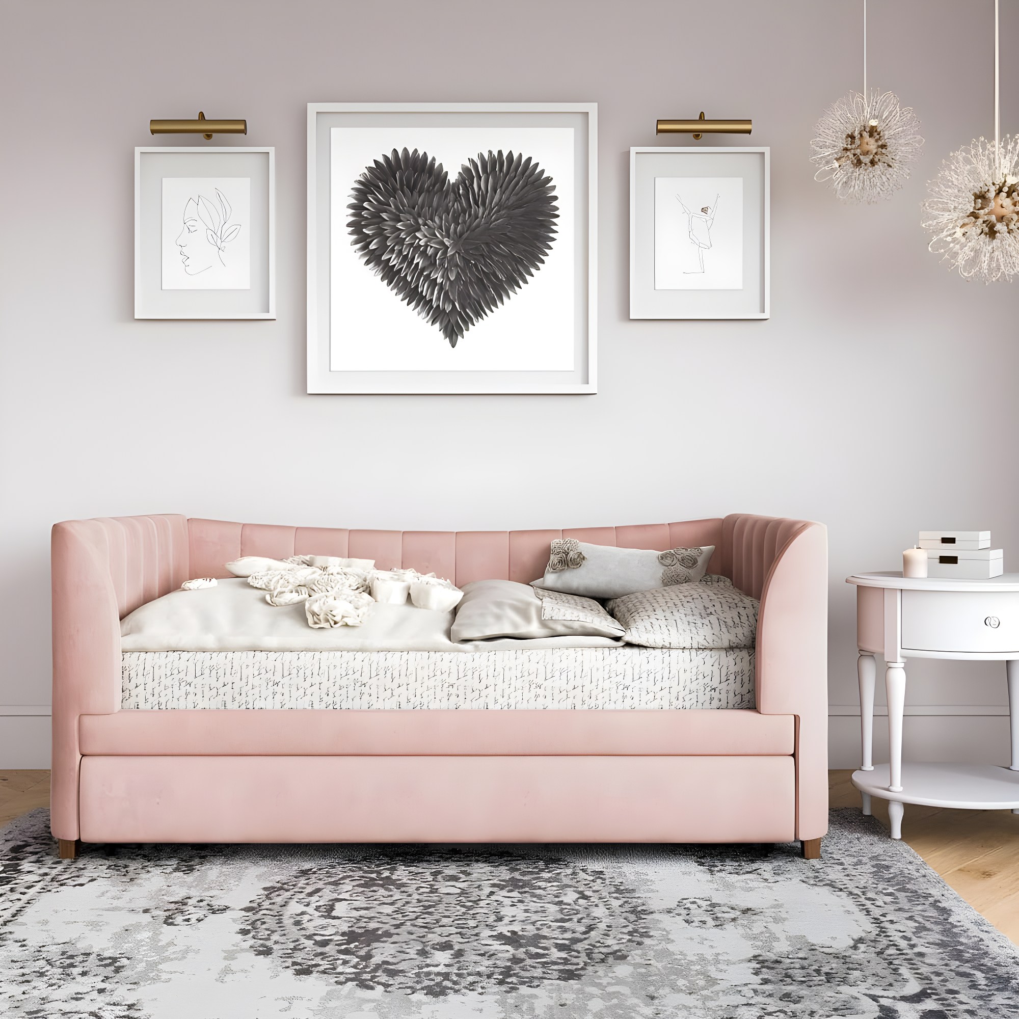 Valentina Twin Upholstered Daybed with Trundle
