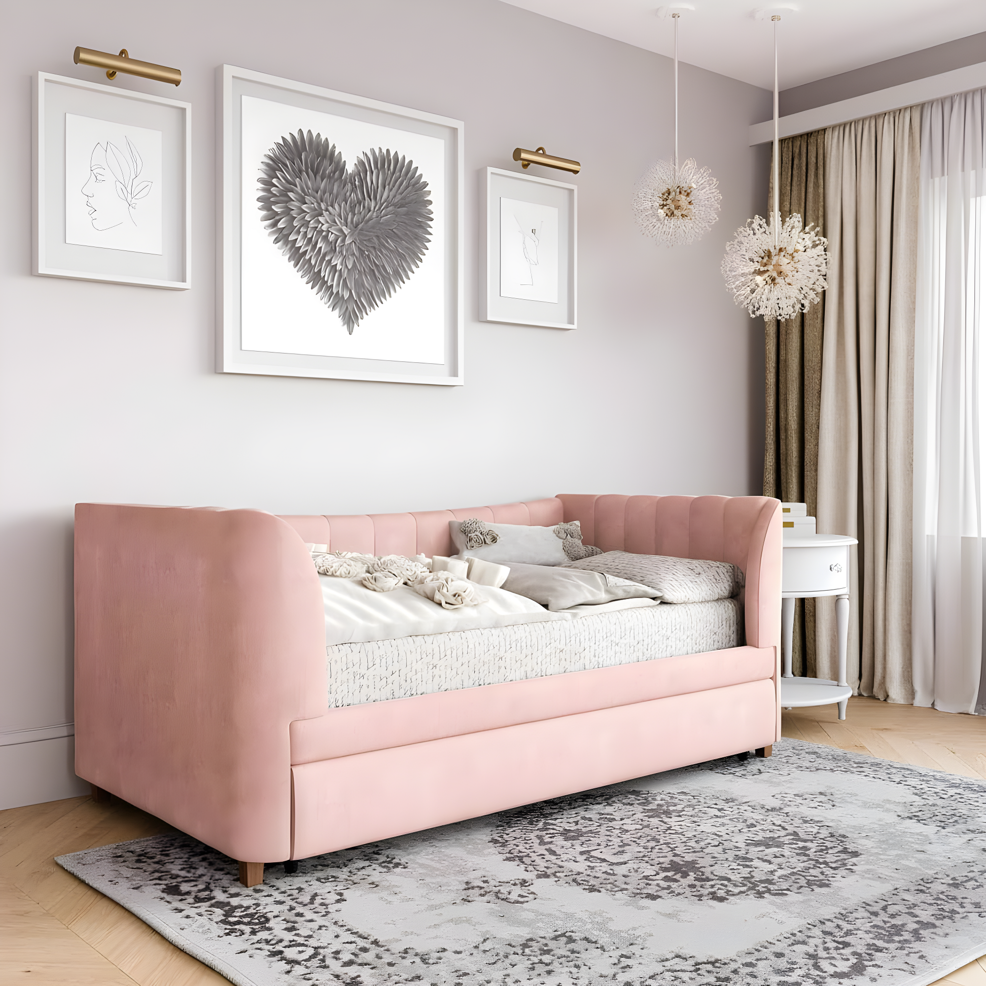 Valentina Twin Upholstered Daybed with Trundle