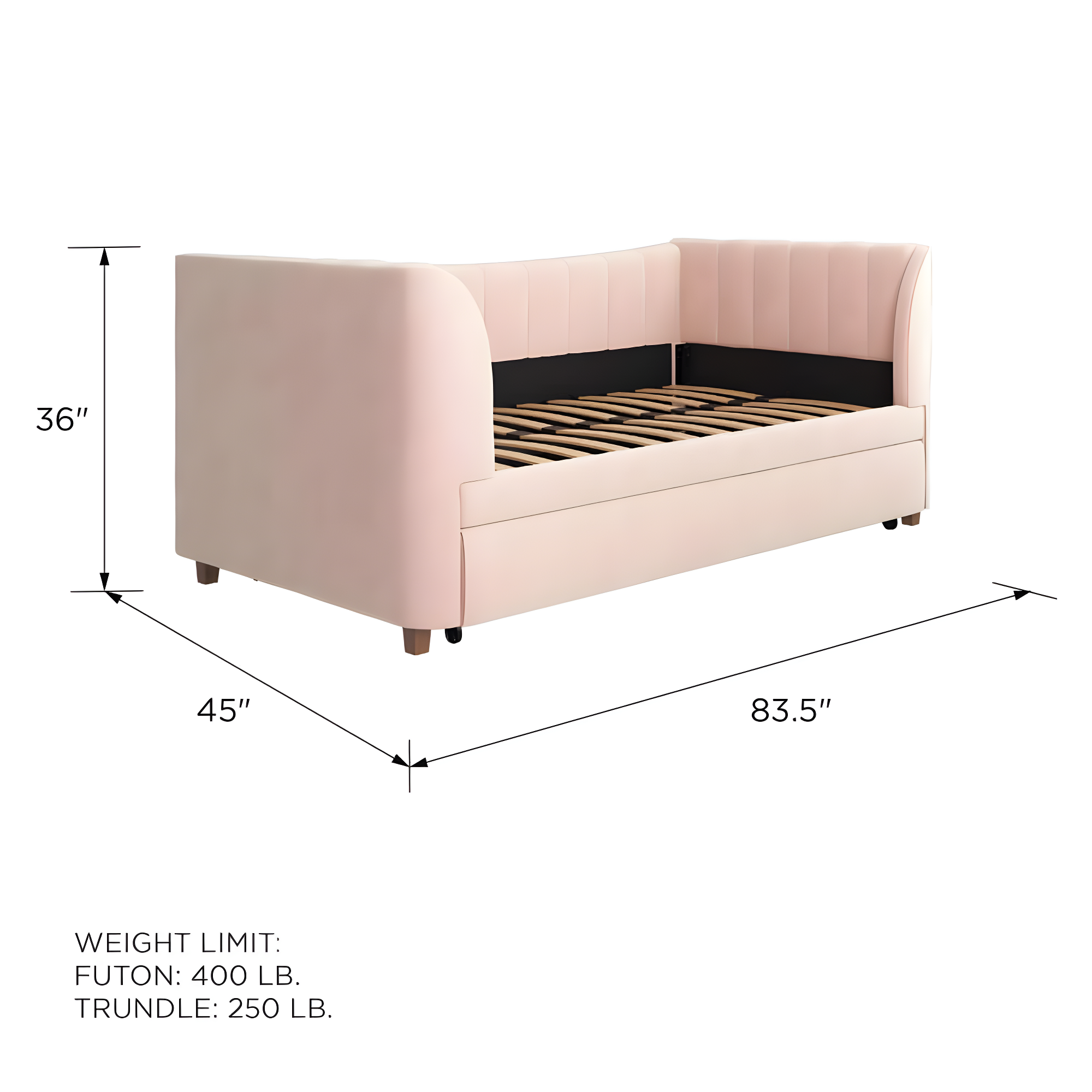 Valentina Twin Upholstered Daybed with Trundle