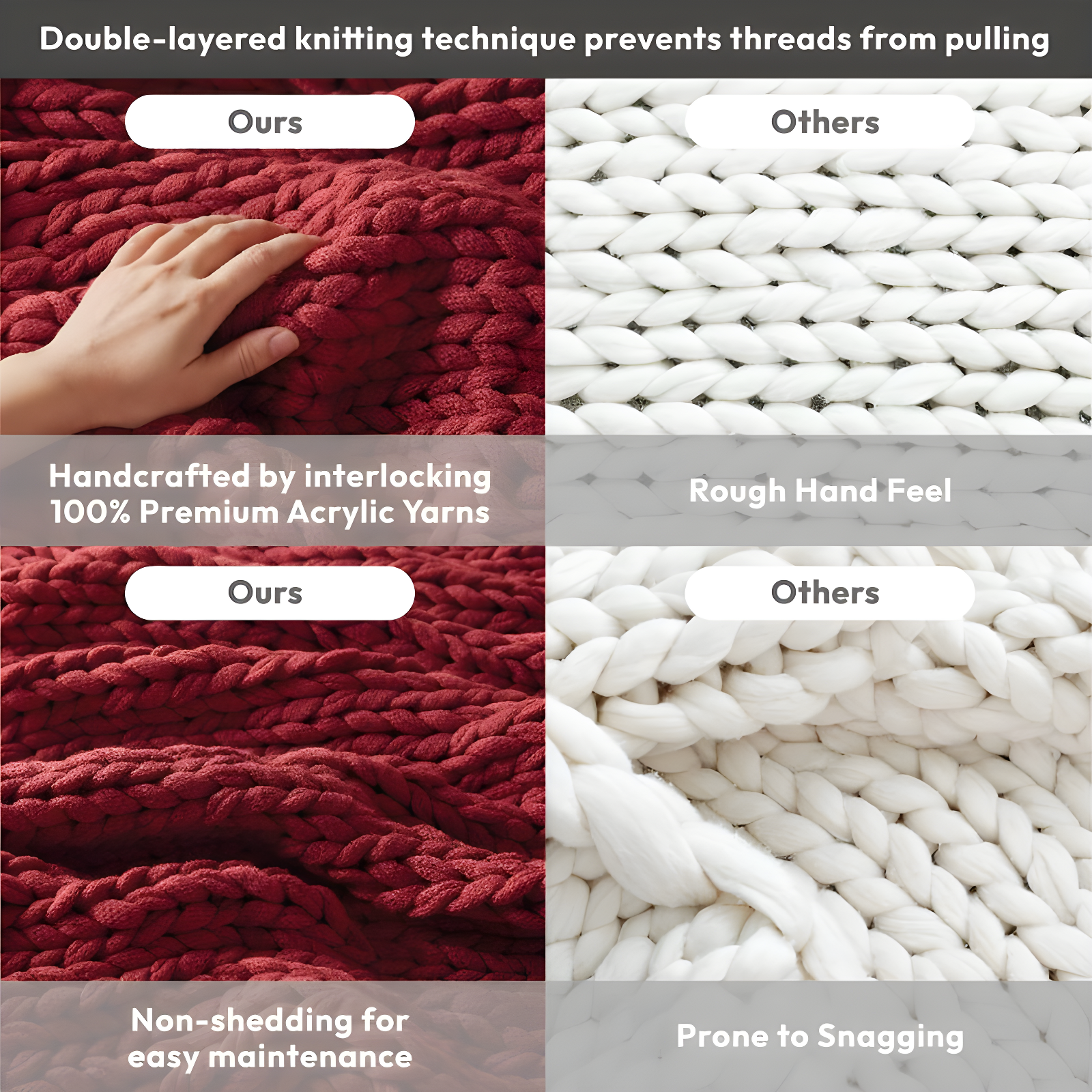 50"x60" Chunky Double Knit Handmade Throw Blanket Red - Madison Park