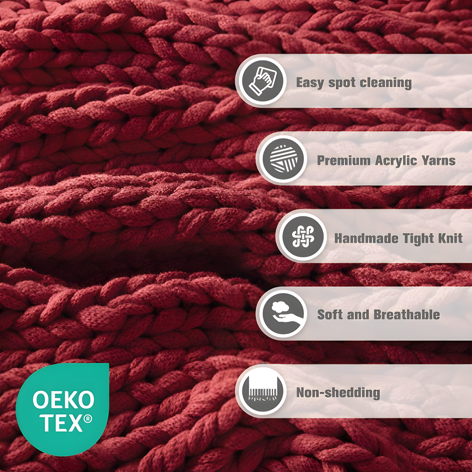 50"x60" Chunky Double Knit Handmade Throw Blanket Red - Madison Park