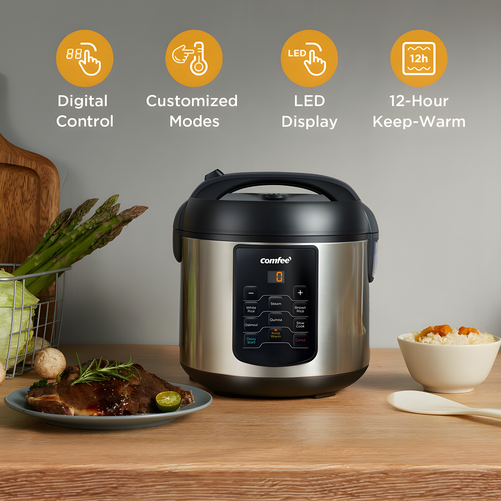 Comfee' Comfee' 8 Cup 6-in-1 Rice Cooker