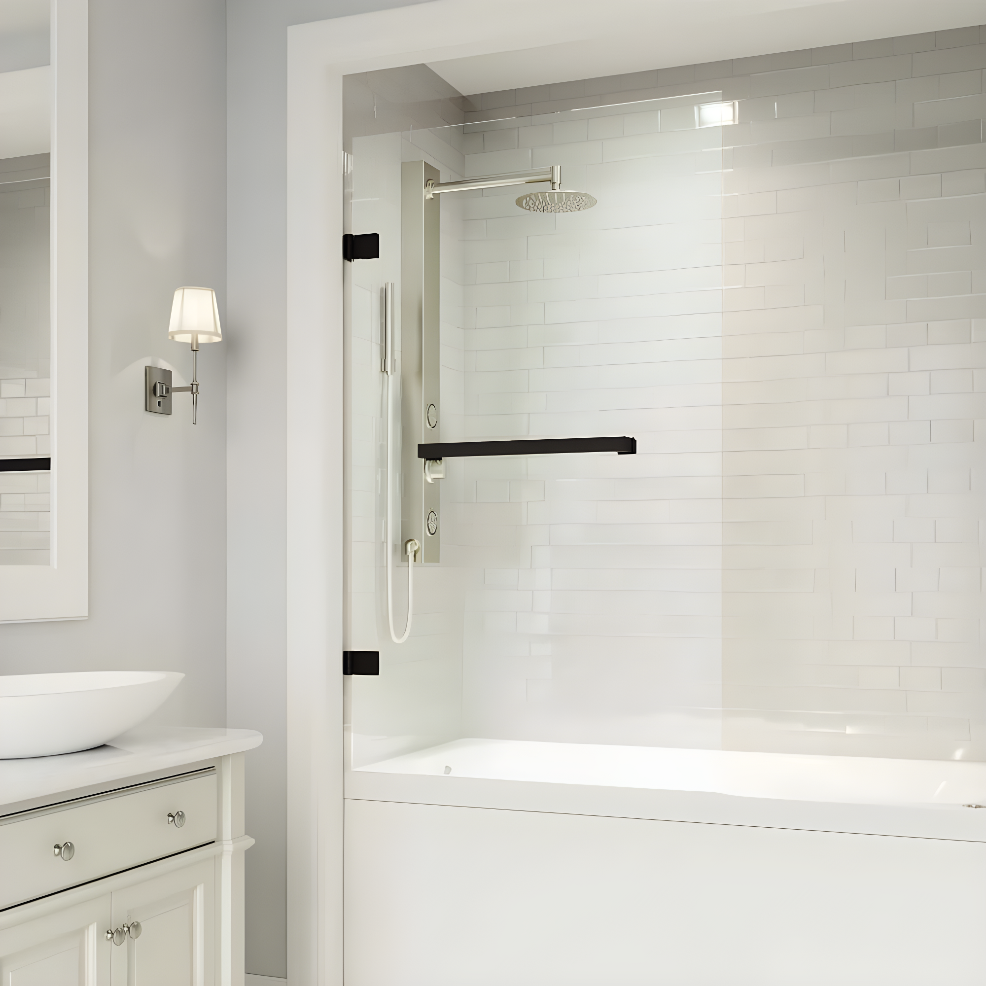 Rialto 34" W x 58" H Hinged Frameless Tub Door with with 5/16" Glass