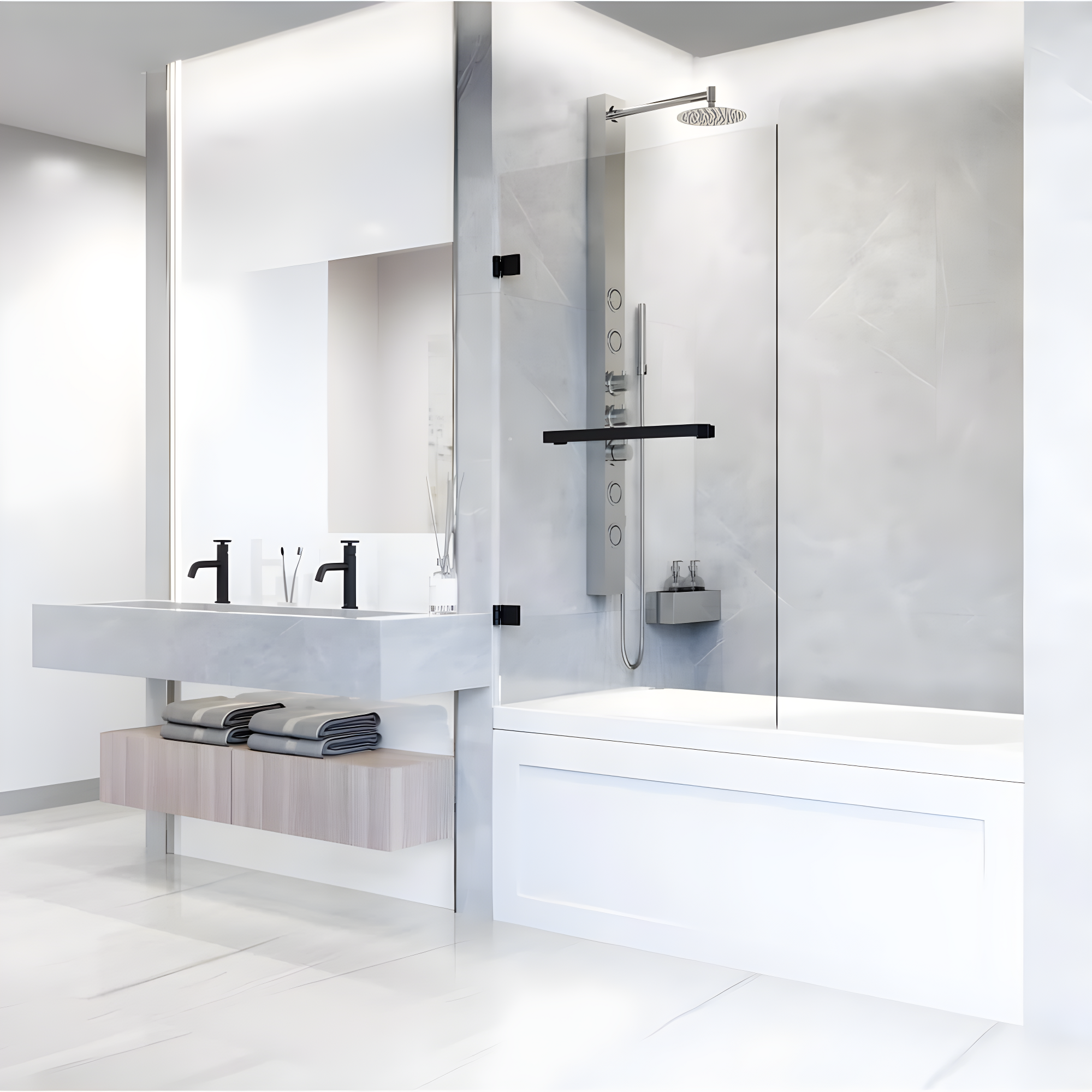 Rialto 34" W x 58" H Hinged Frameless Tub Door with with 5/16" Glass
