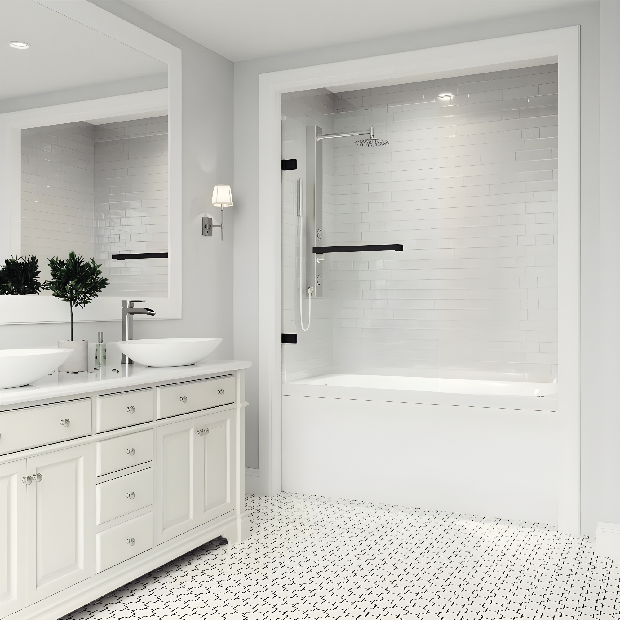 Rialto 34" W x 58" H Hinged Frameless Tub Door with with 5/16" Glass