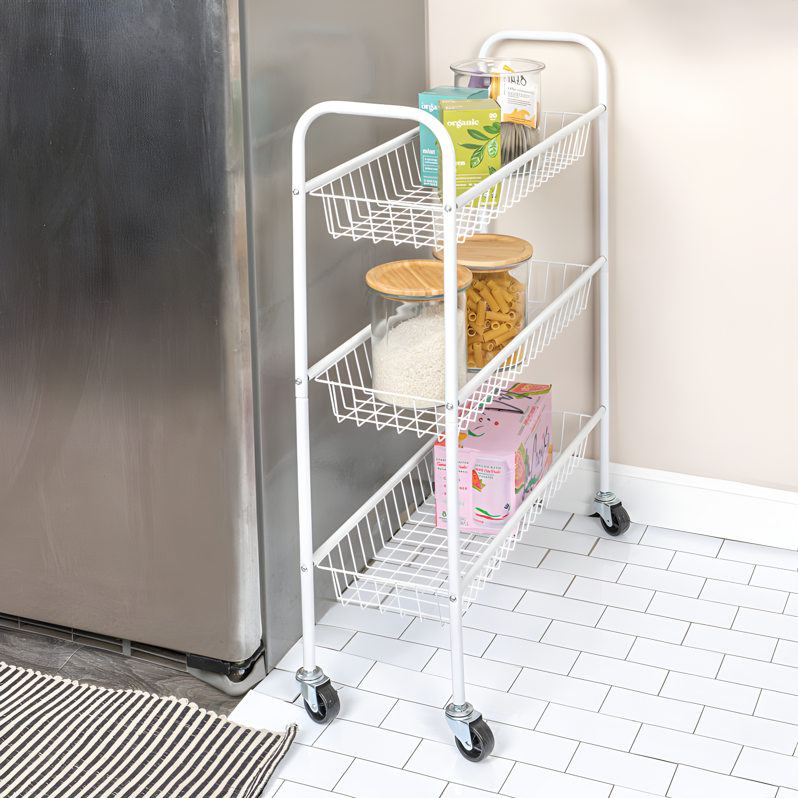 Household Essentials Metal Free Standing Laundry Cart with Wheels