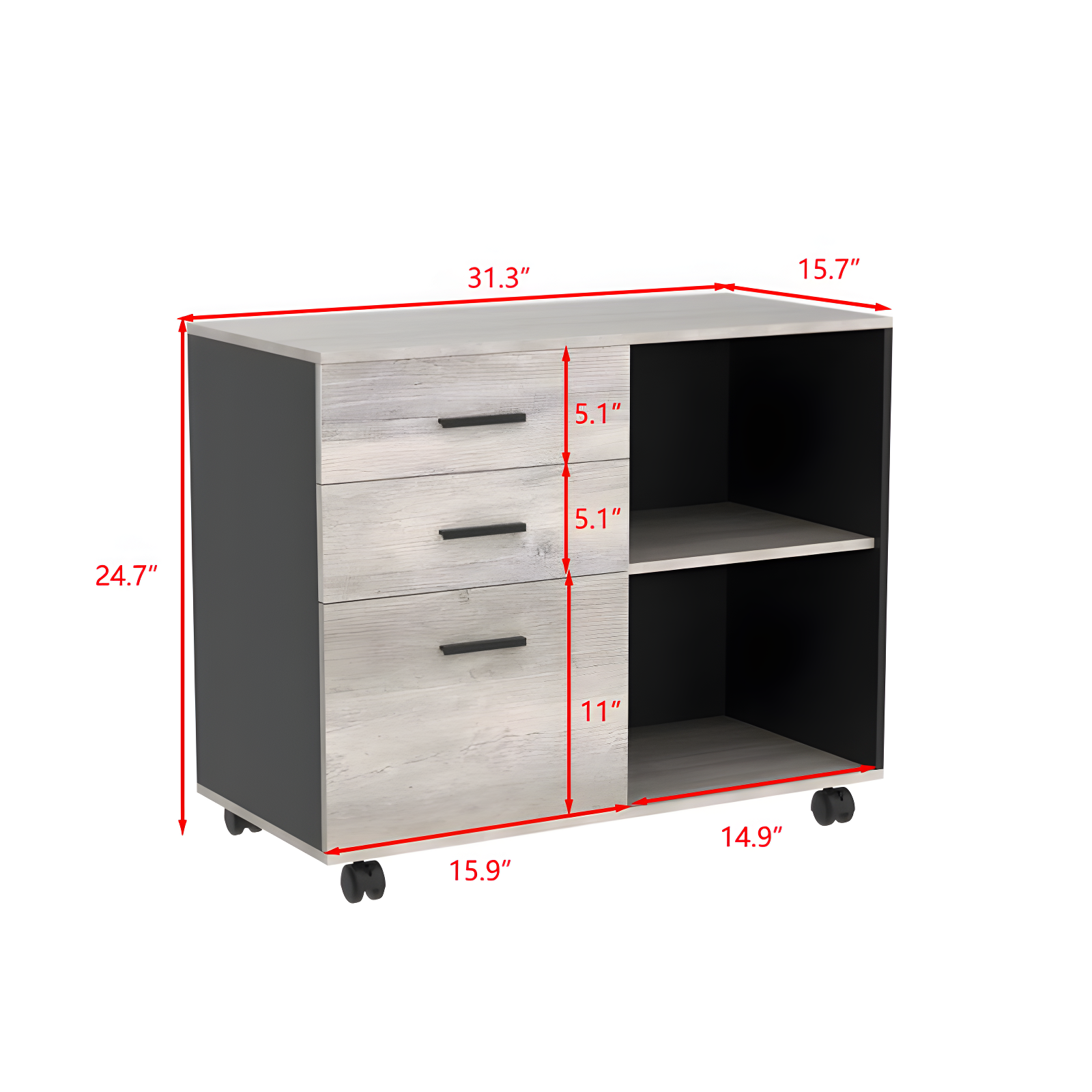 MOHAAB 24.7" H x 31.3" W Printer Stand with Wheels