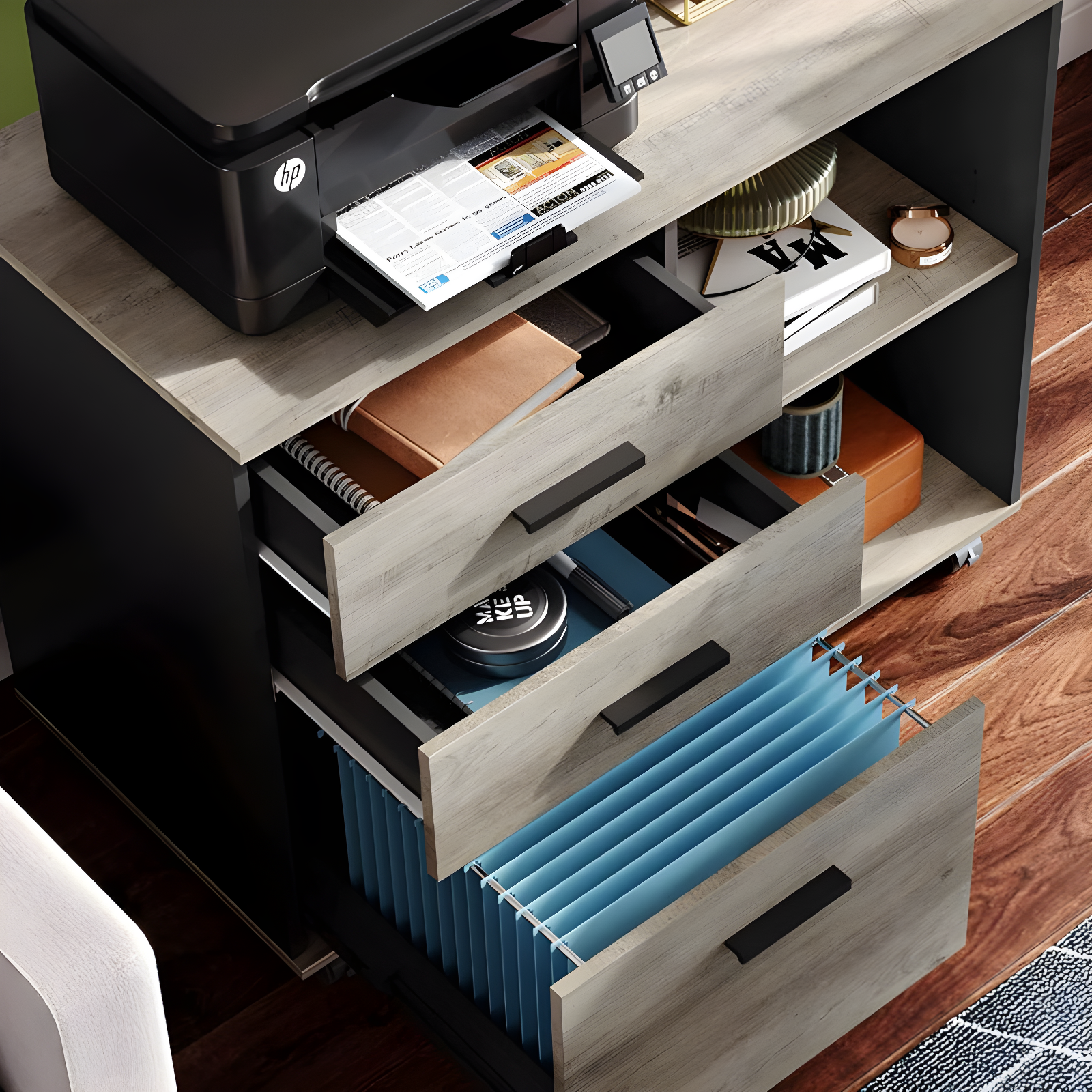 MOHAAB 24.7" H x 31.3" W Printer Stand with Wheels