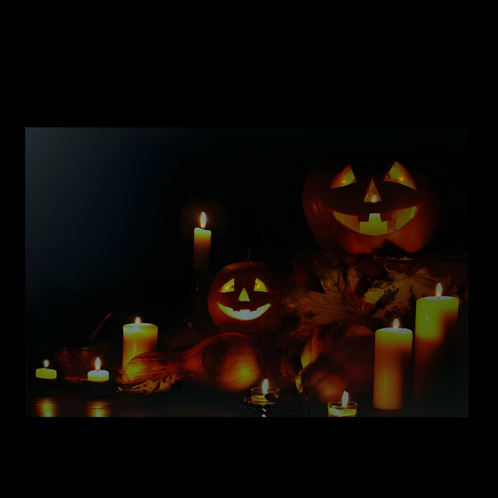 Northlight Seasonal LED Lighted Jack-O-Lanterns and Leaves Halloween Canvas Wall Art 15.75" x 23.5"