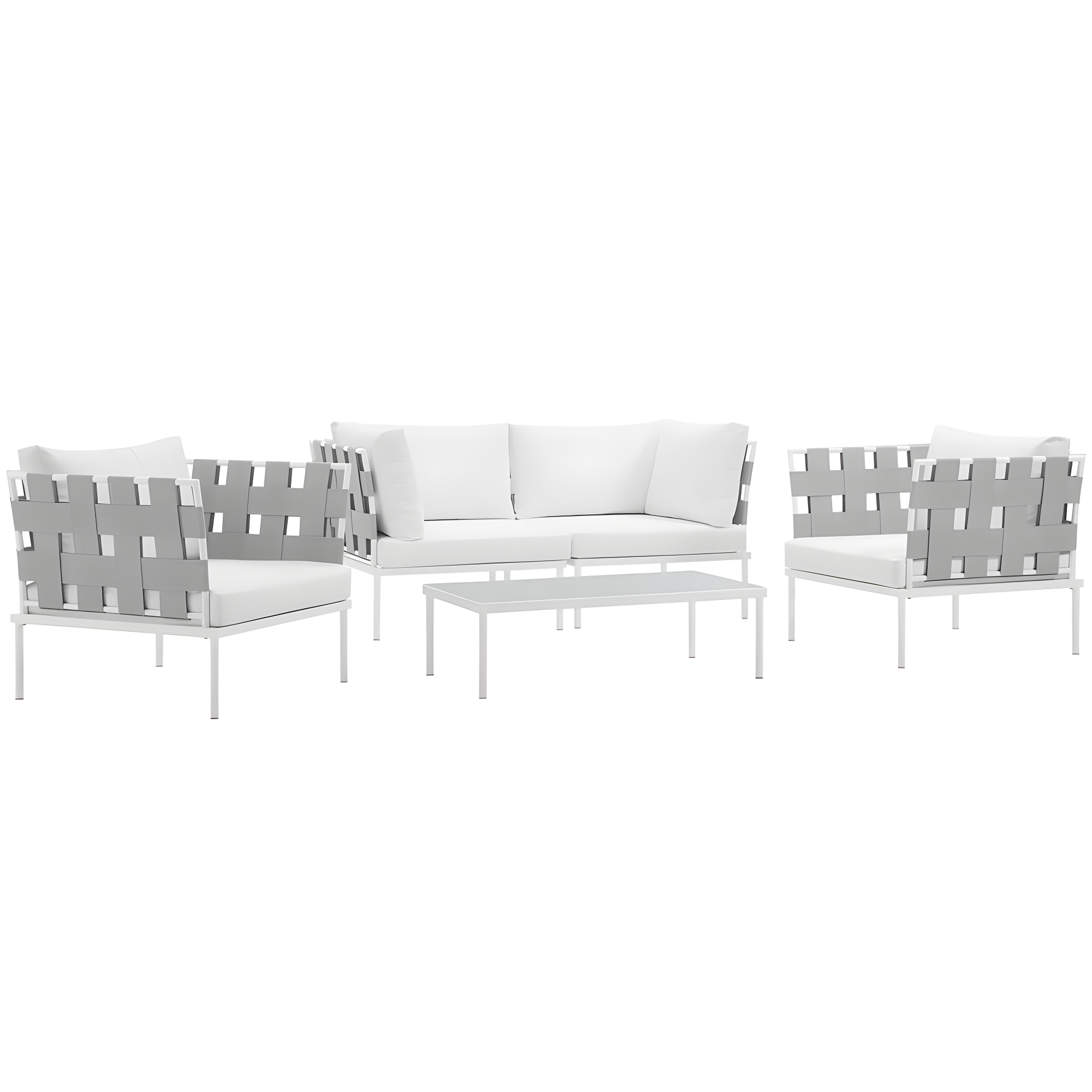 Modway Harmony 5 Piece Outdoor Patio Aluminum Sectional Sofa Set