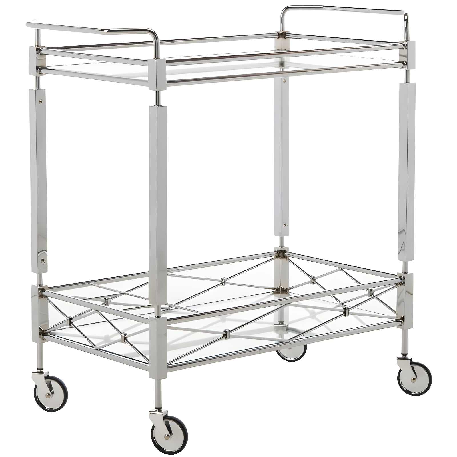 Ingrid 2 Tier Bar Cart - BCT8000A - Chrome/Glass - Safavieh