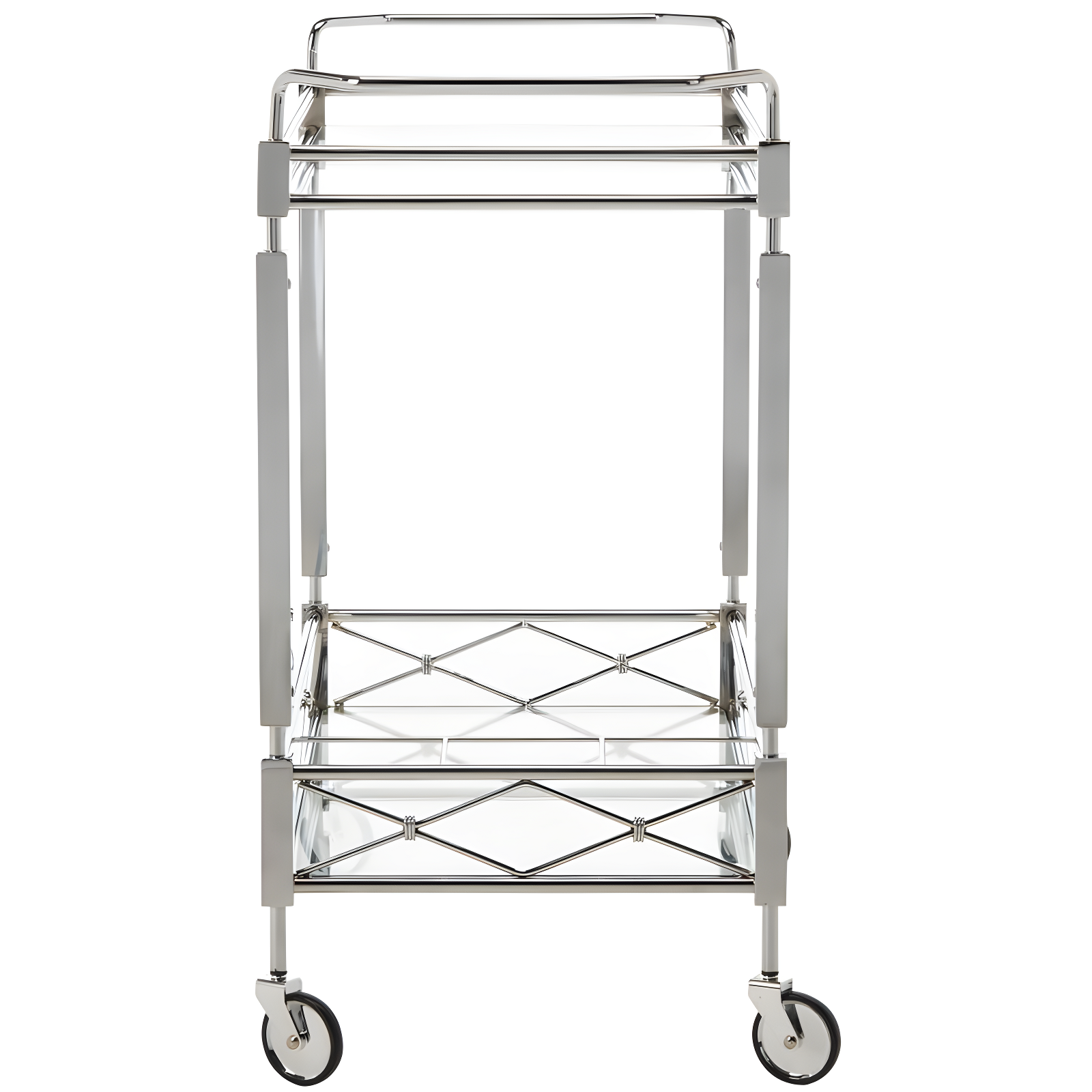 Ingrid 2 Tier Bar Cart - BCT8000A - Chrome/Glass - Safavieh