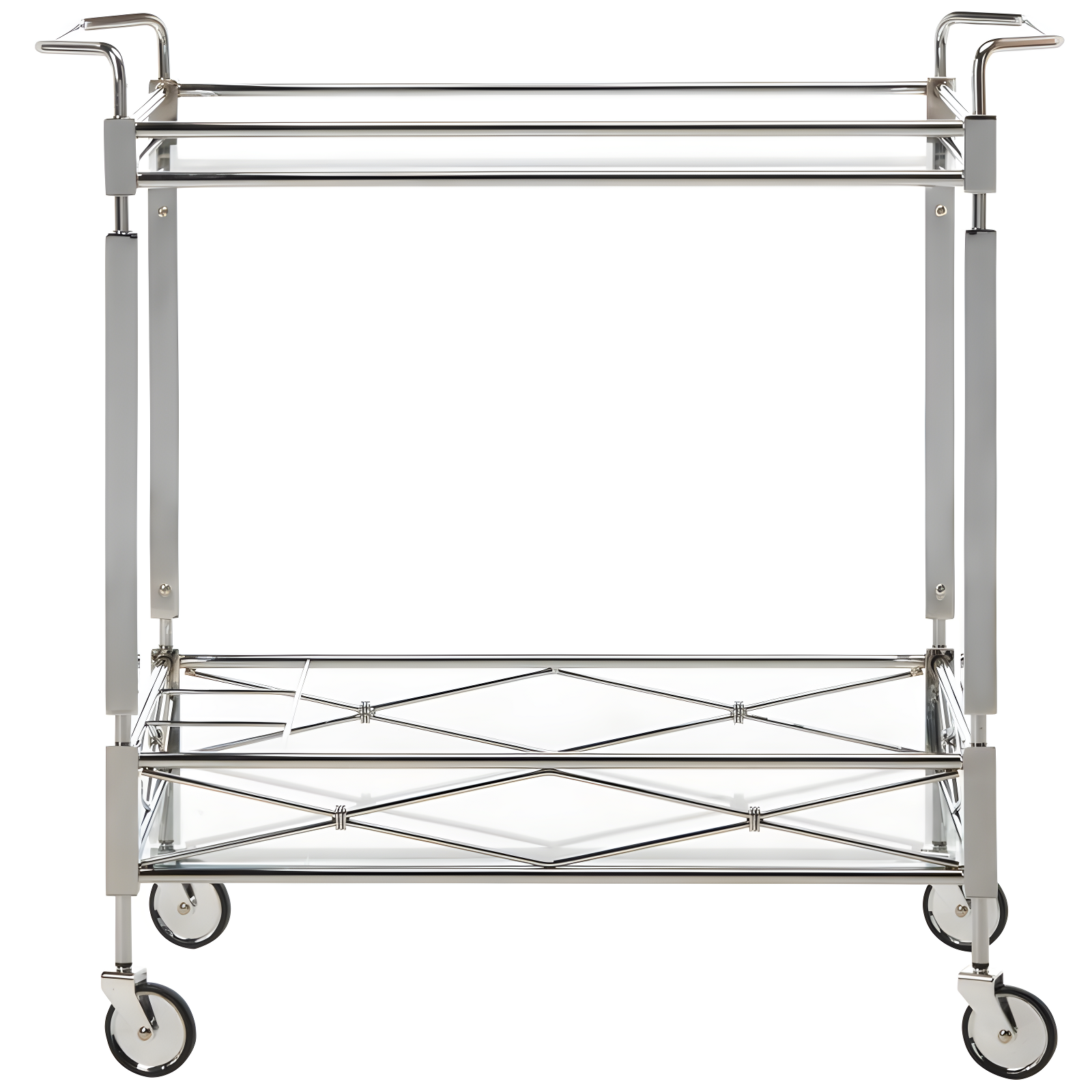 Ingrid 2 Tier Bar Cart - BCT8000A - Chrome/Glass - Safavieh