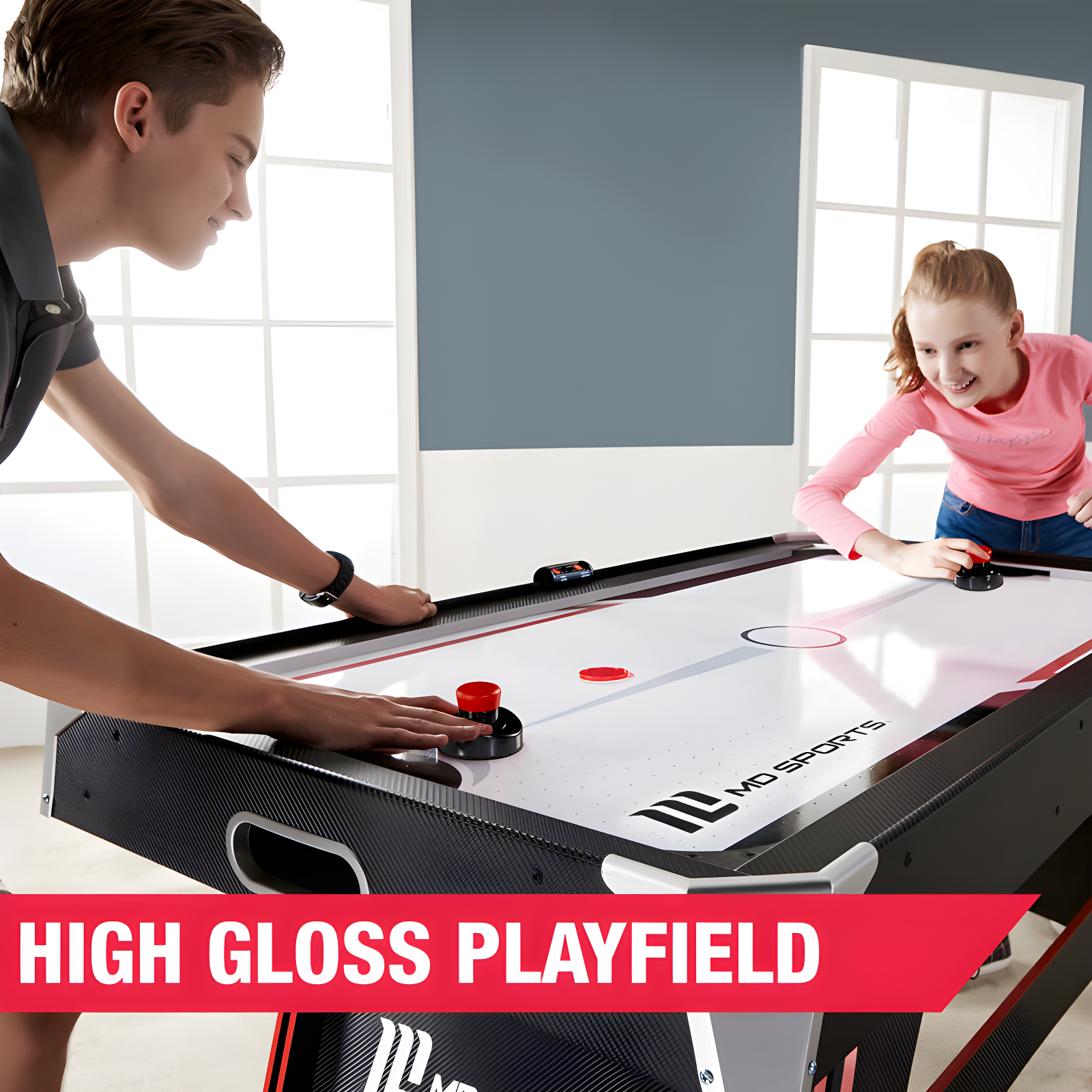 MD Sports 60" 2 -Player Air Hockey Table with Digital Scoreboard and Lights