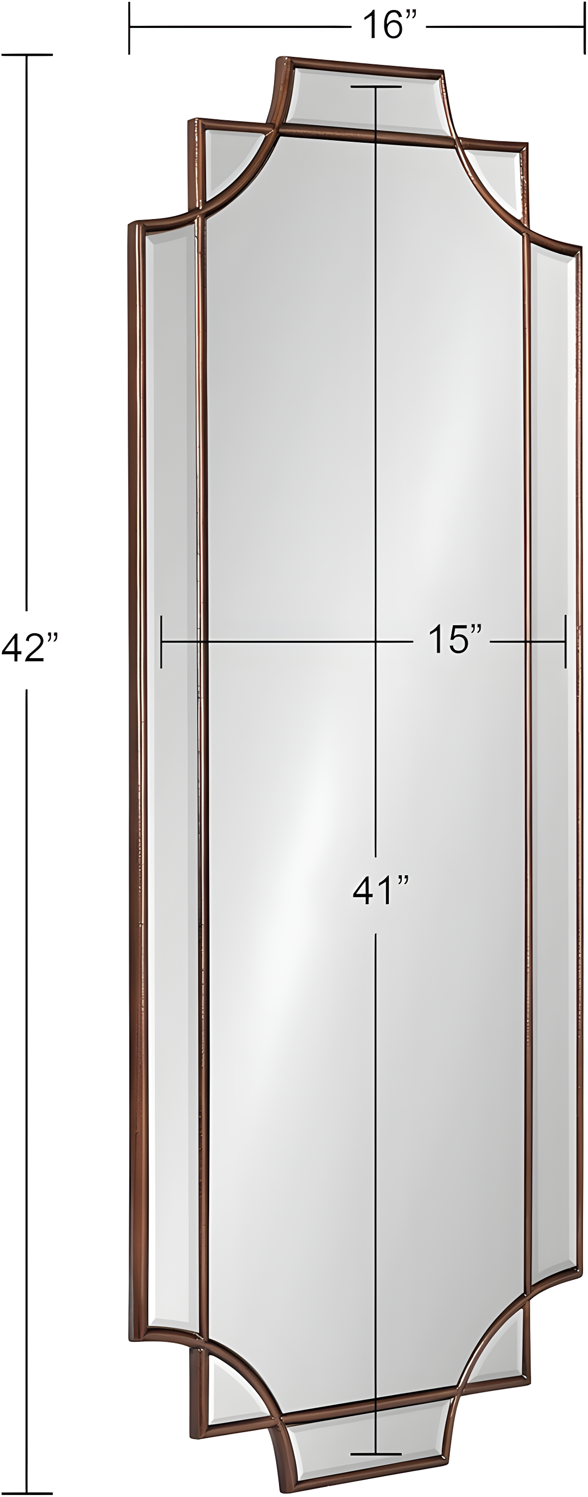 16" x 42" Minuette Decorative Framed Wall Mirror Bronze - Kate & Laurel All Things Decor: Modern Style, No Assembly Required, Wall Mount