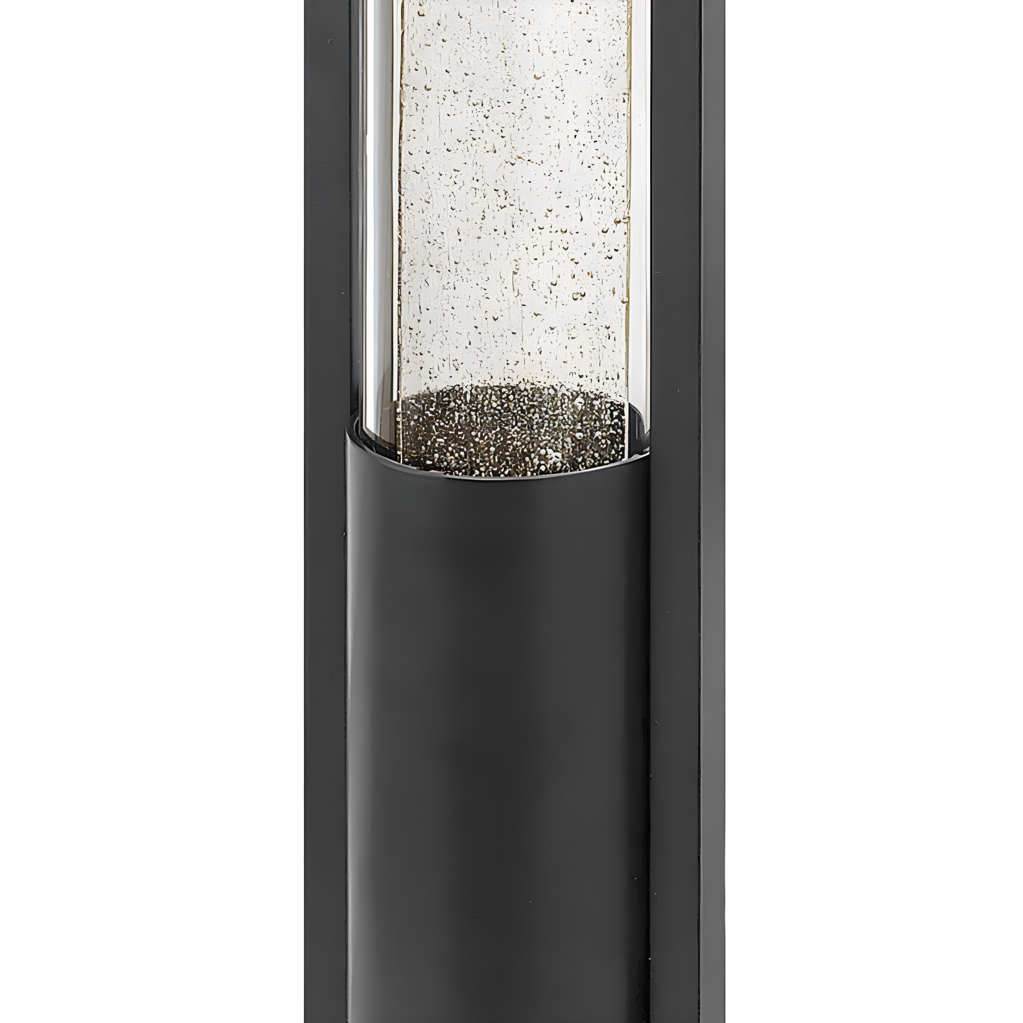Sleek Black LED Landscape Bollard with Clear Acrylic & Seedy Glass