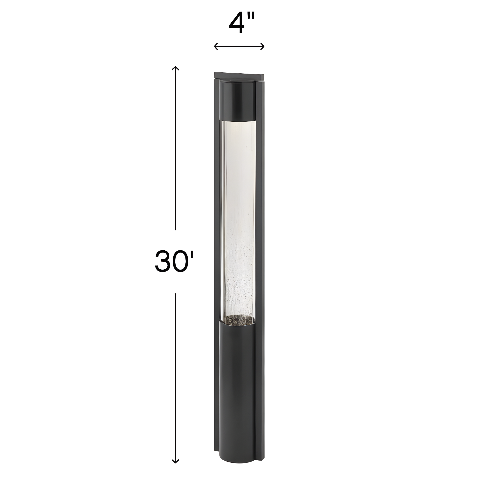 Sleek Black LED Landscape Bollard with Clear Acrylic & Seedy Glass
