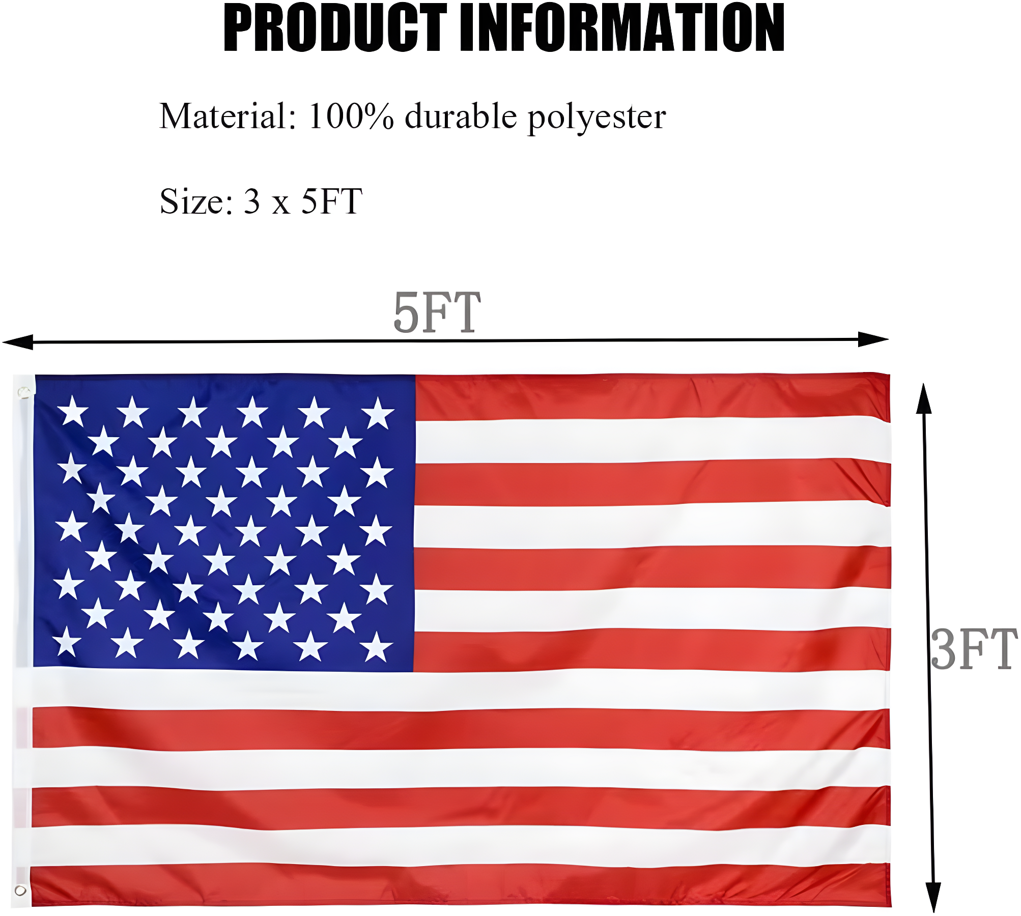 American Flag 3x5 Waterproof Outdoor, Heavy Duty Fade Resistant Bright Color - Long Lasting Polyester Cotton Blend with Brass Grommets