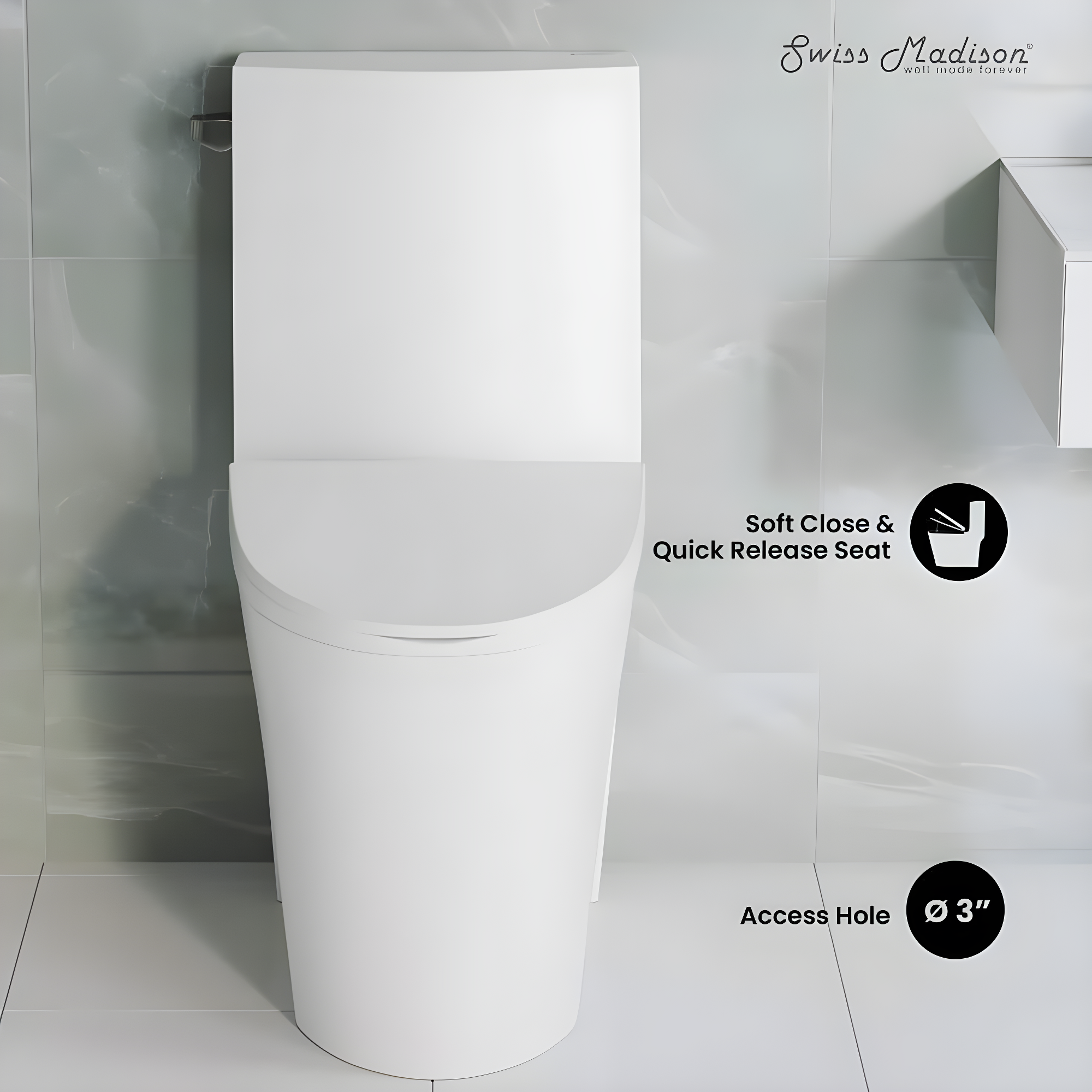 St. Tropez One Piece Elongated Toilet Dual Vortex Flush 1.6 GPF