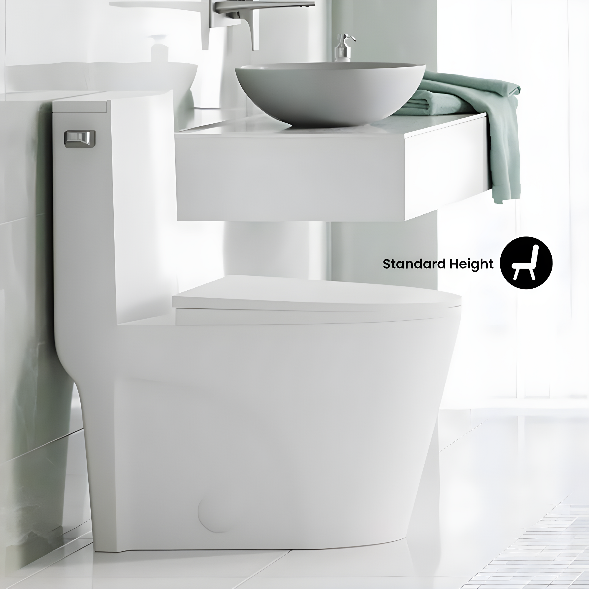 St. Tropez One Piece Elongated Toilet Dual Vortex Flush 1.6 GPF